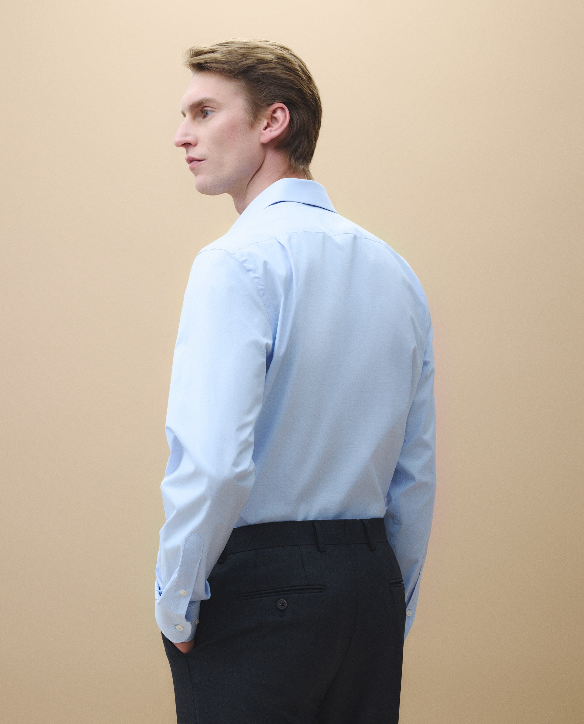 Camisa Clássica Regular Fit com Manga Comprida Azul-4