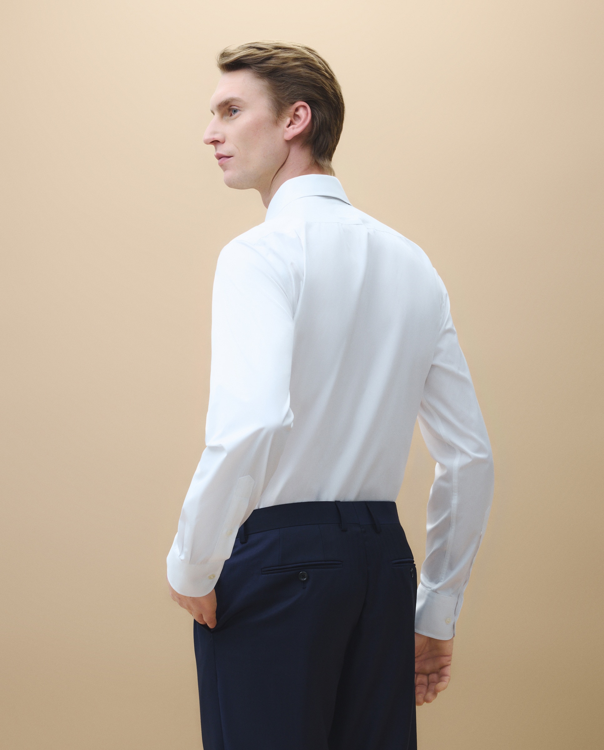 Camisa Clássica com Manga Comprida Branco-3