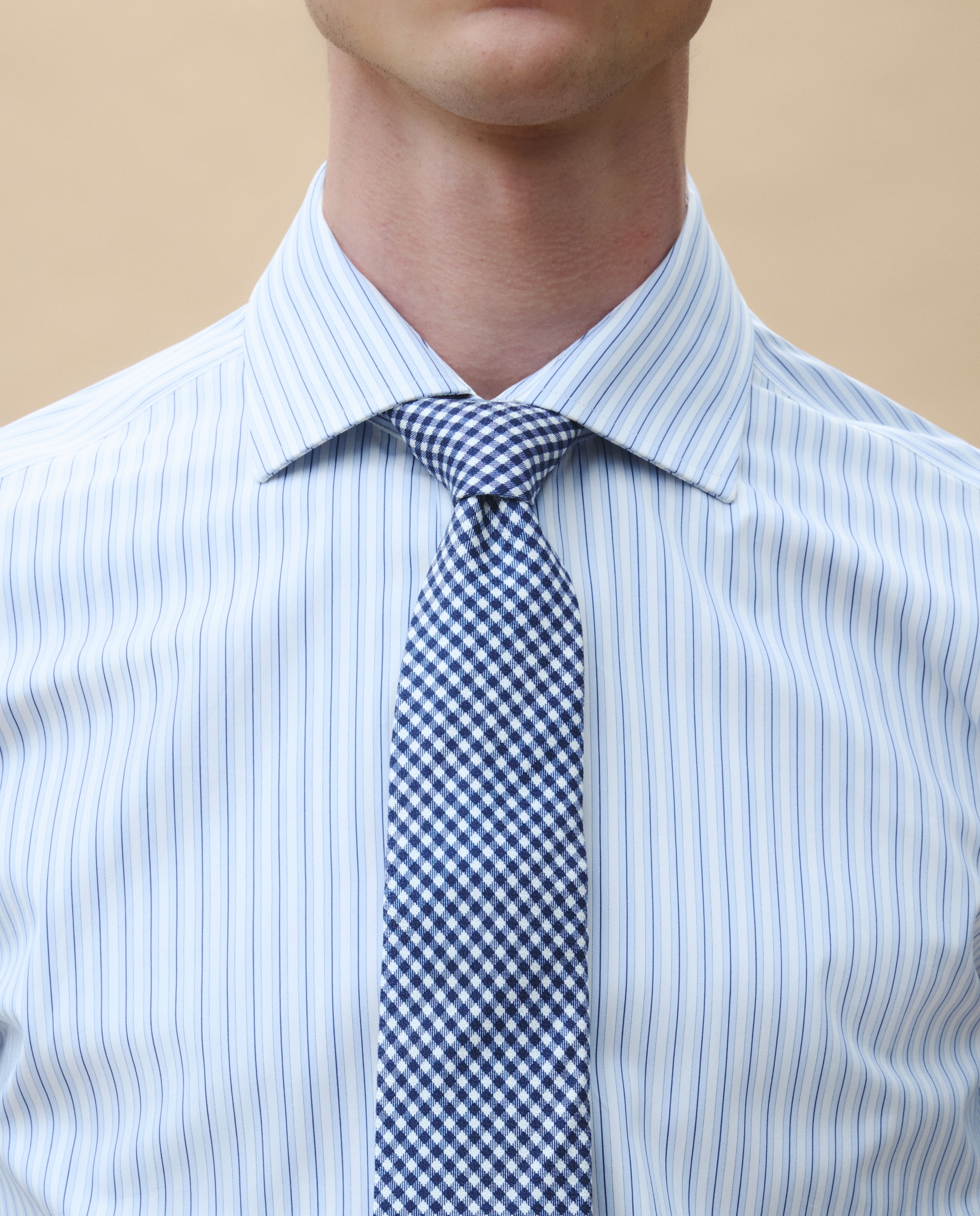 Camisa Clássica com Manga Comprida Azul-3