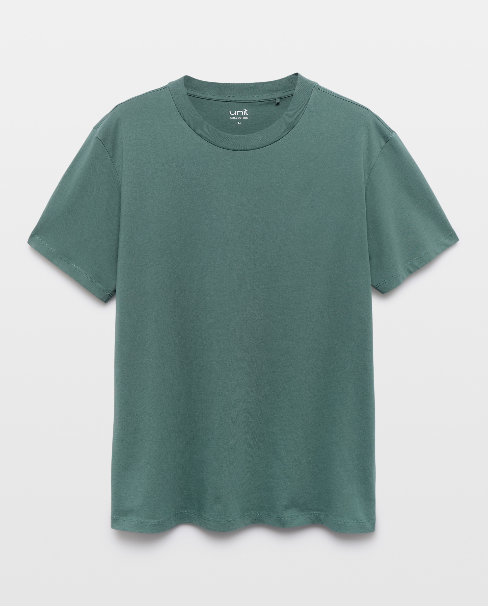 Camiseta de hombre manga corta cuello caja lisa Verde-4