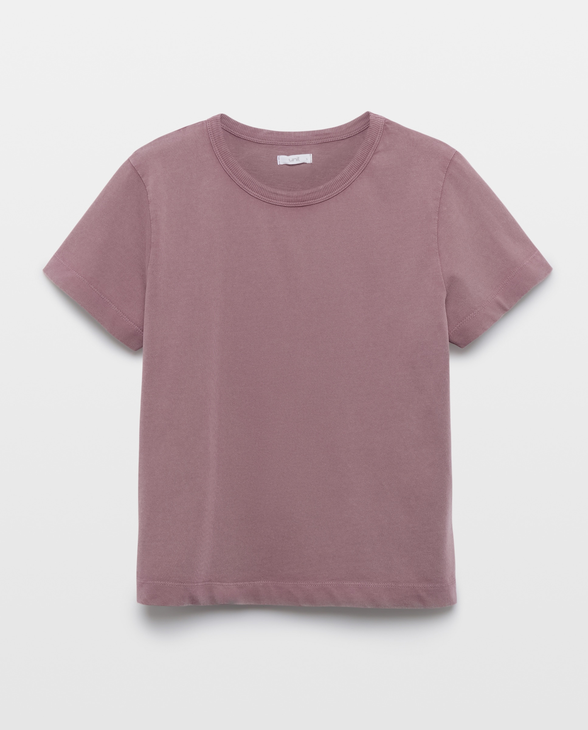 Camiseta de mujer efecto lavado cuello caja 291 Berenjena-4