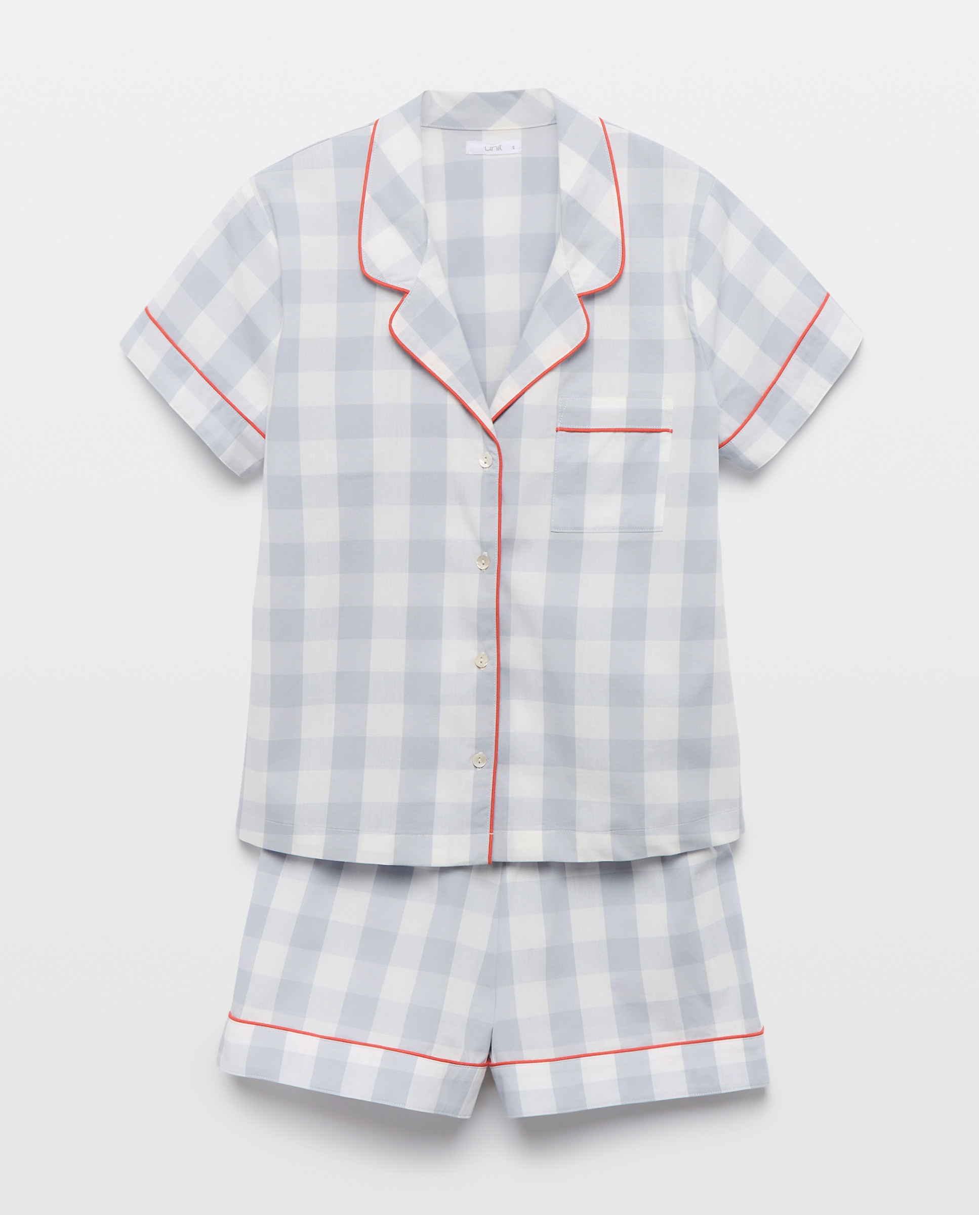 Pijama mujer algodón solapa 410 Azul claro-3