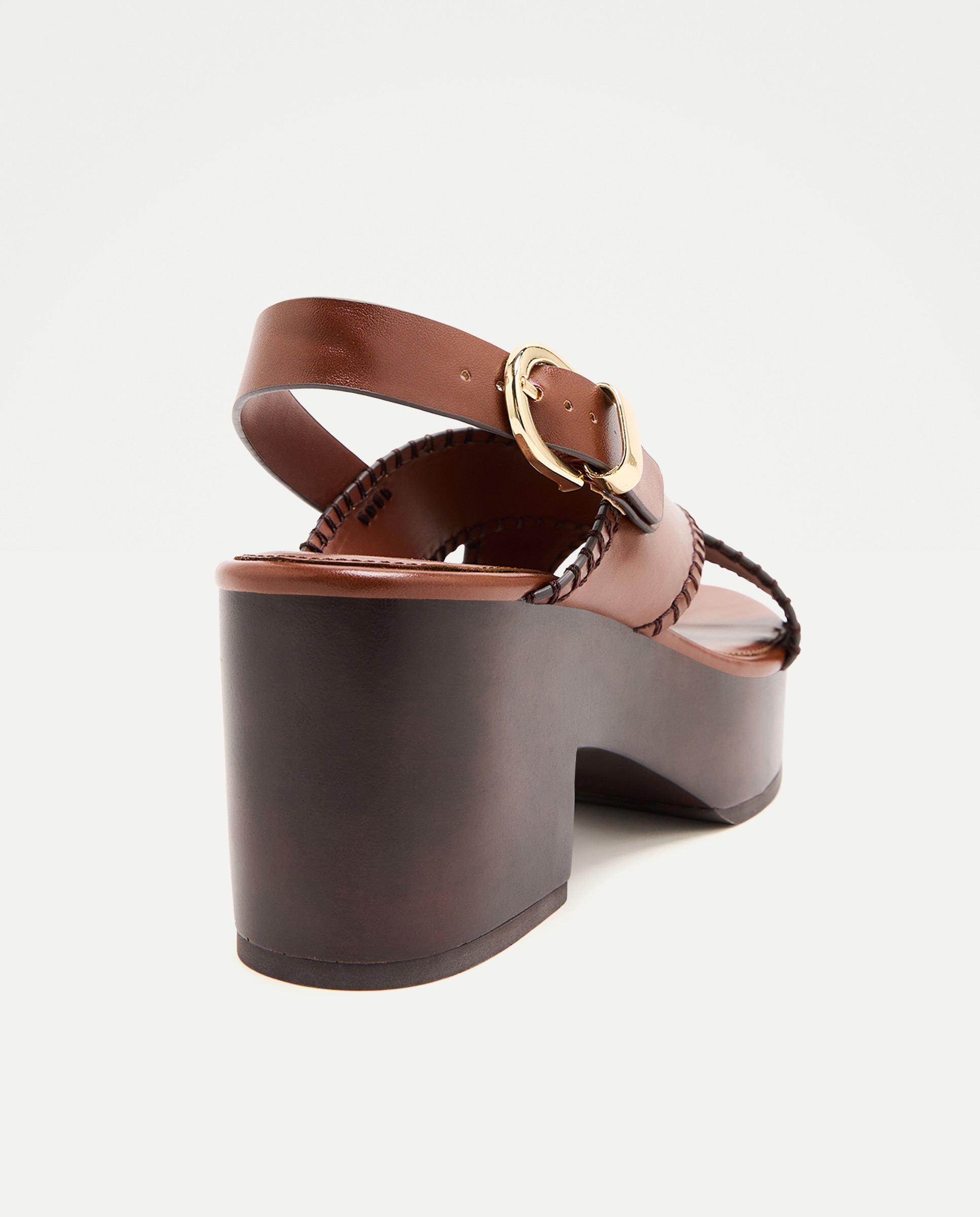 Sandálias de Salto com Bloco, Tiras Cruzadas e Fivela Torrado-3