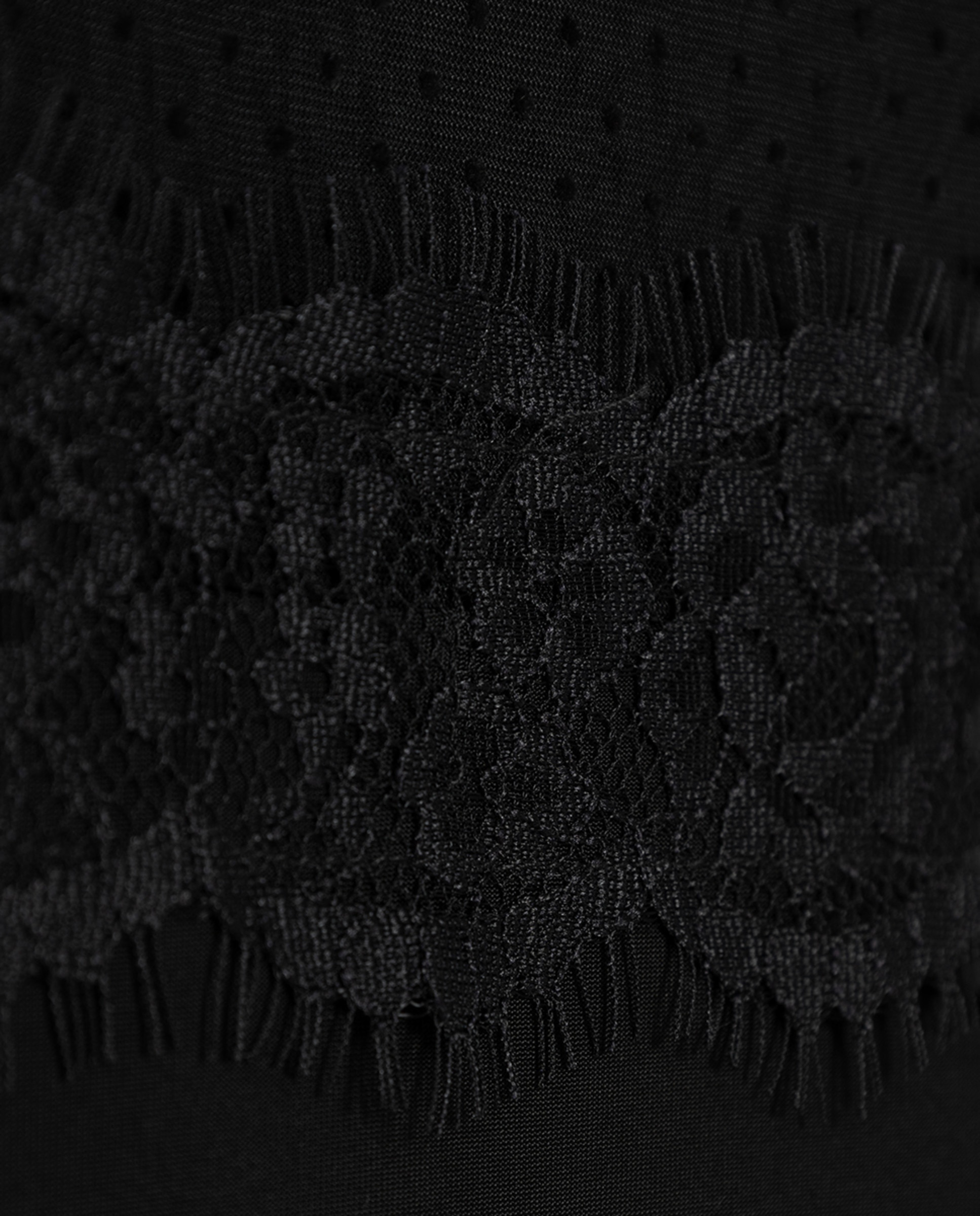 Camisola de Tule com Plumetti e Manga Comprida Preto-4