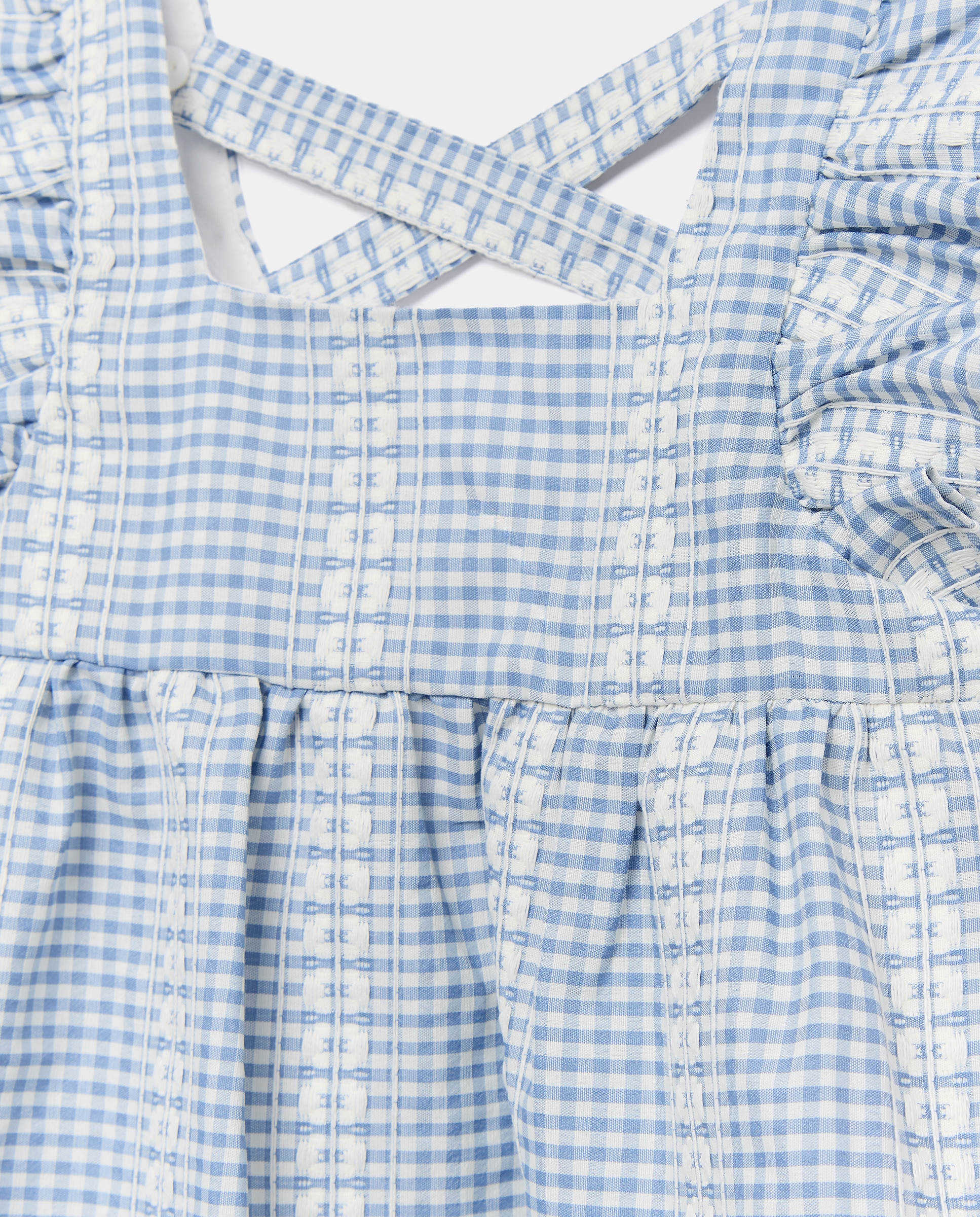 Blusa Vichy sem Mangas e com Bordado Coconut El Corte Inglés Azul-5