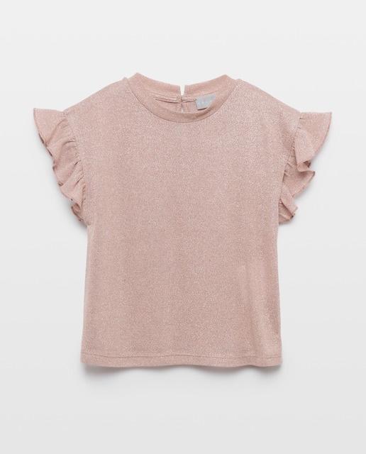 Imagem 0 de T-shirt em Tecido de Fio Metalizado com Mangas com Folho