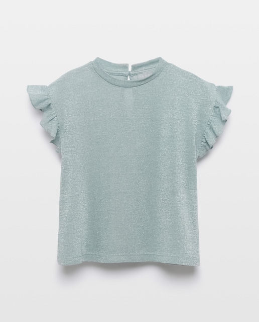 Imagem 0 de T-shirt em Tecido de Fio Metalizado com Mangas com Folho