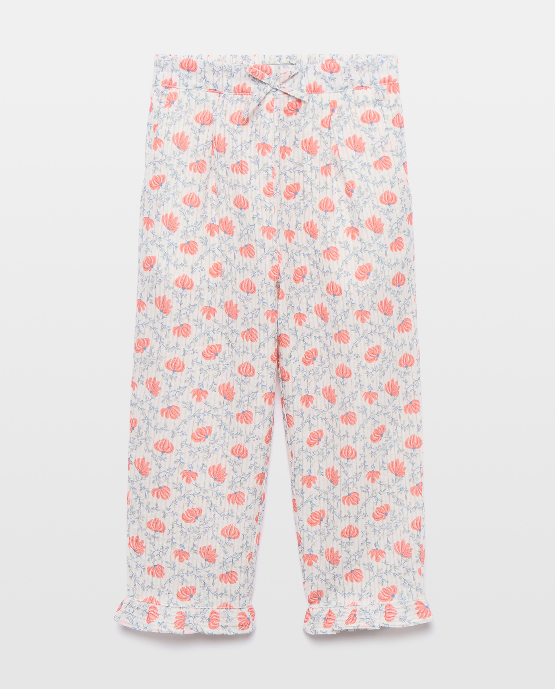 Calças com Estampado Floral Rosa-4