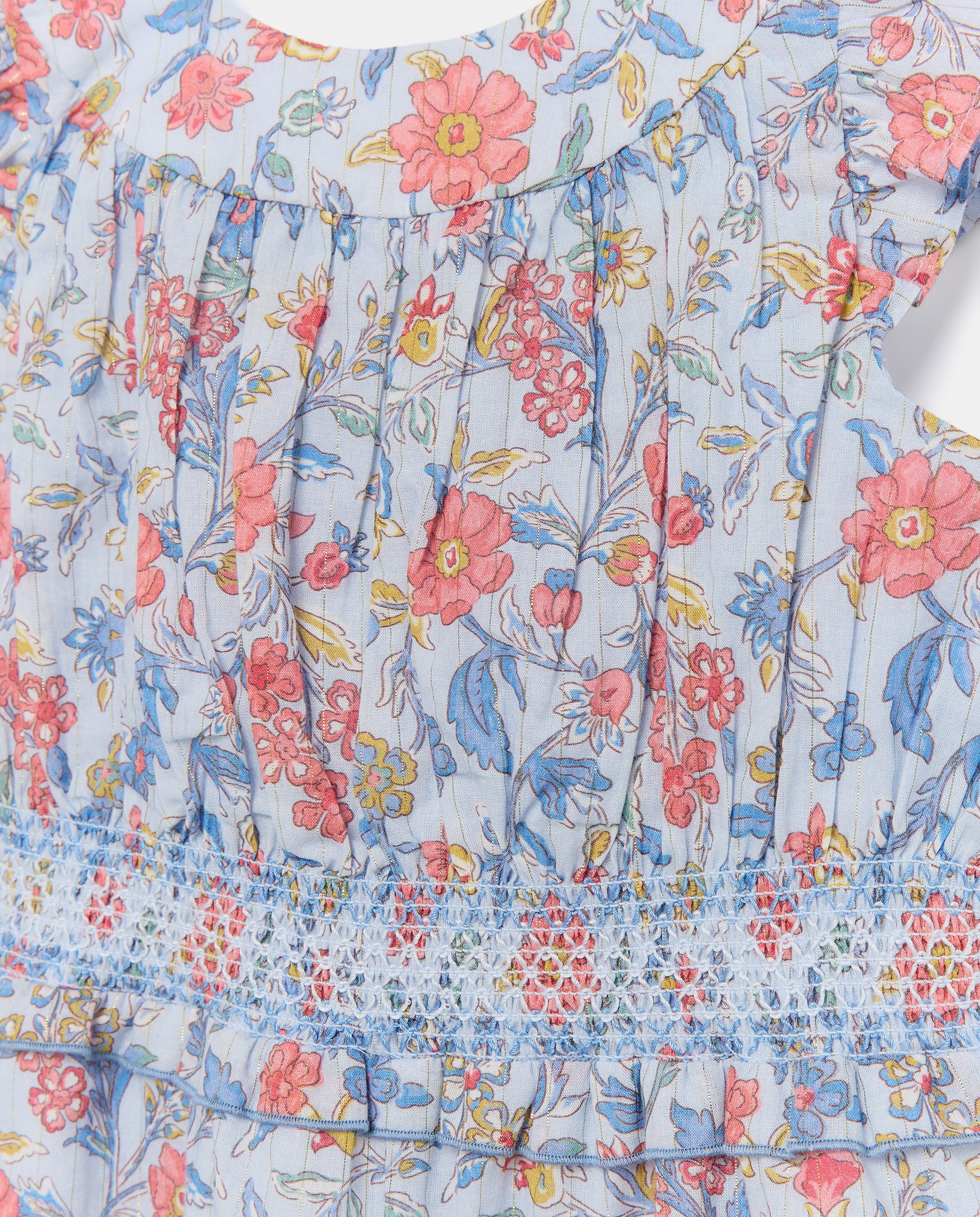 Macacão Comprido com Estampado Floral Azul-5