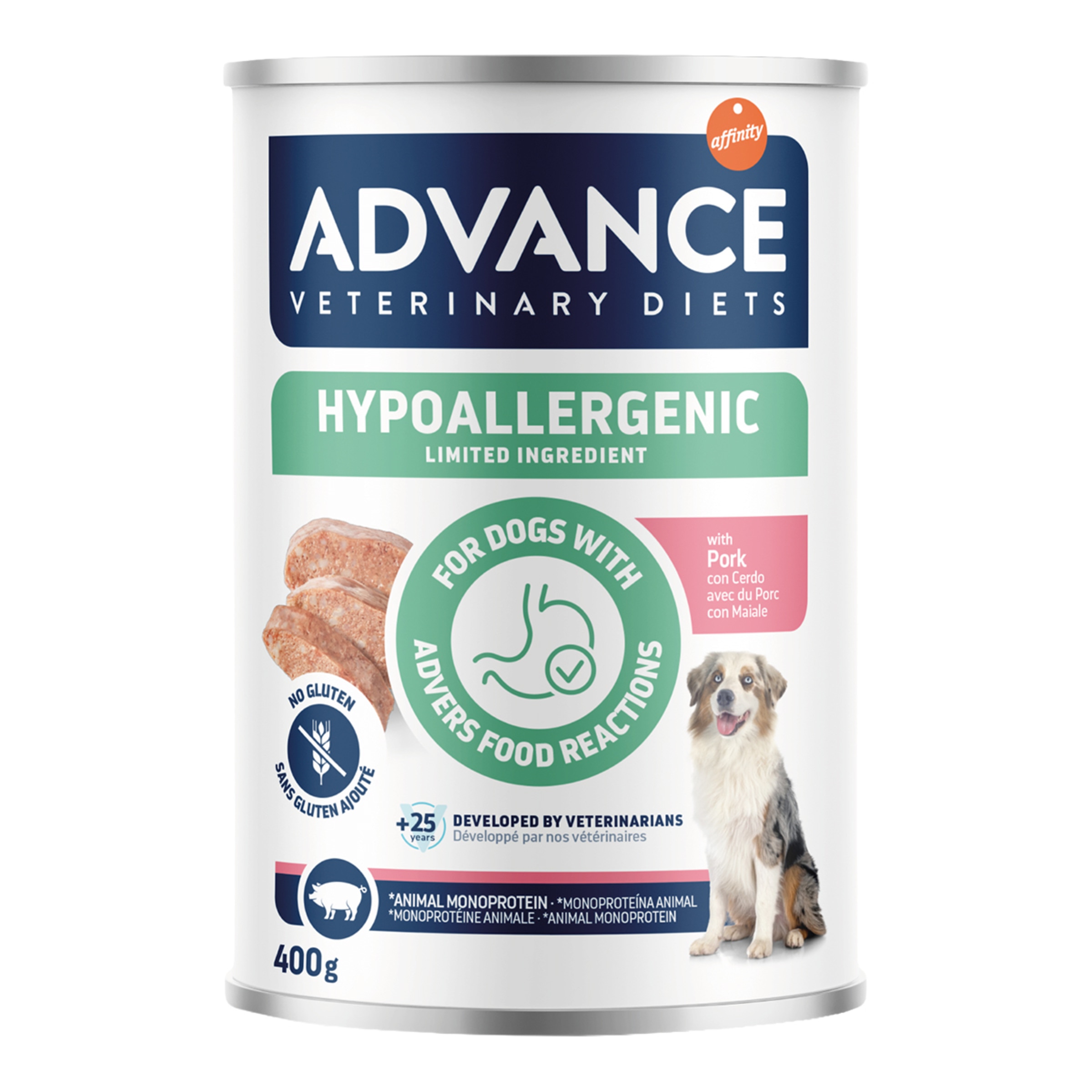 Imagen 0 de Comida húmeda para perros cachorros adultos sénior Hypoallergenic Advance Veterinary Diets cerdo 400 g