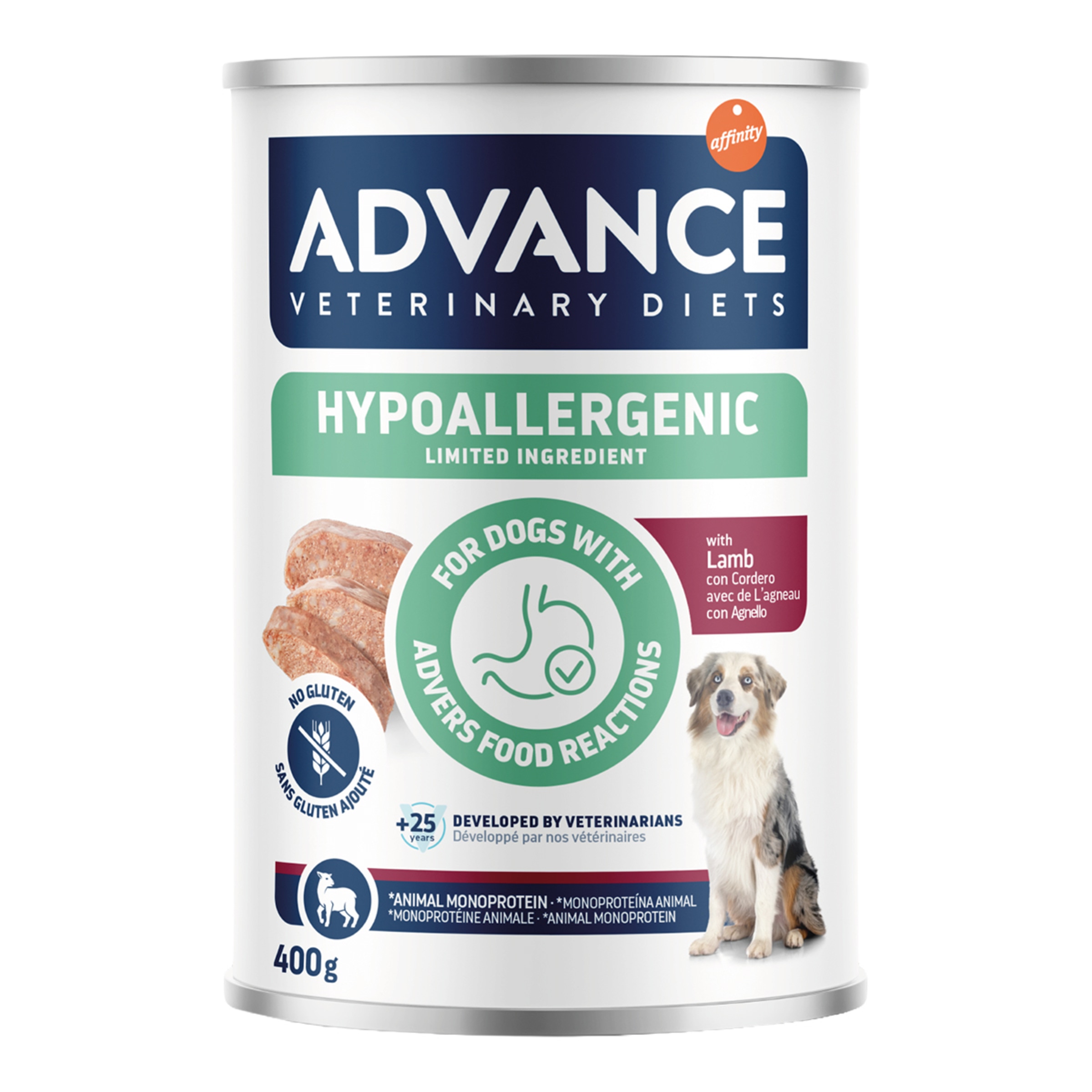 Imagen 0 de Comida húmeda para perros cachorros adultos sénior Hypoallergenic Advance Veterinary Diets cordero 400 g