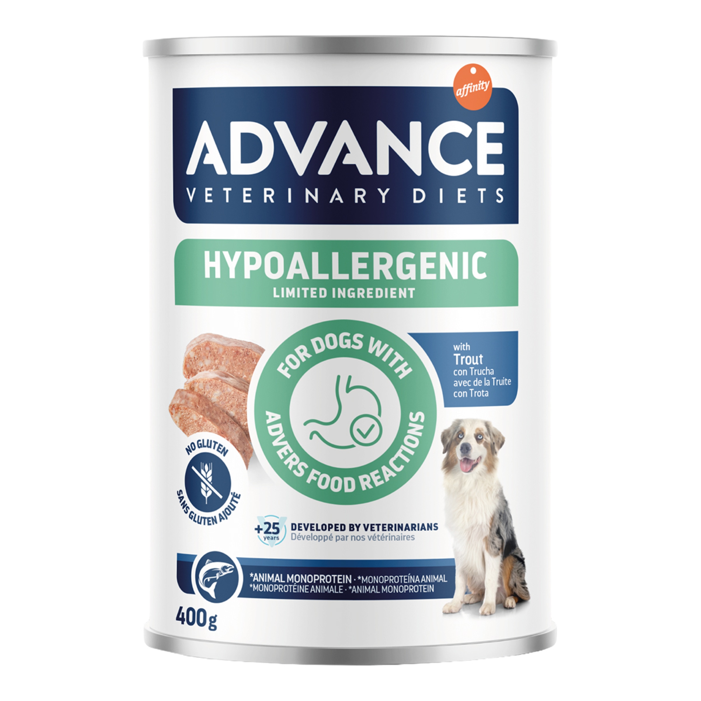 Imagen 0 de Comida húmeda para perros cachorros adultos sénior Hypoallergenic Advance Veterinary Diets trucha 40 g