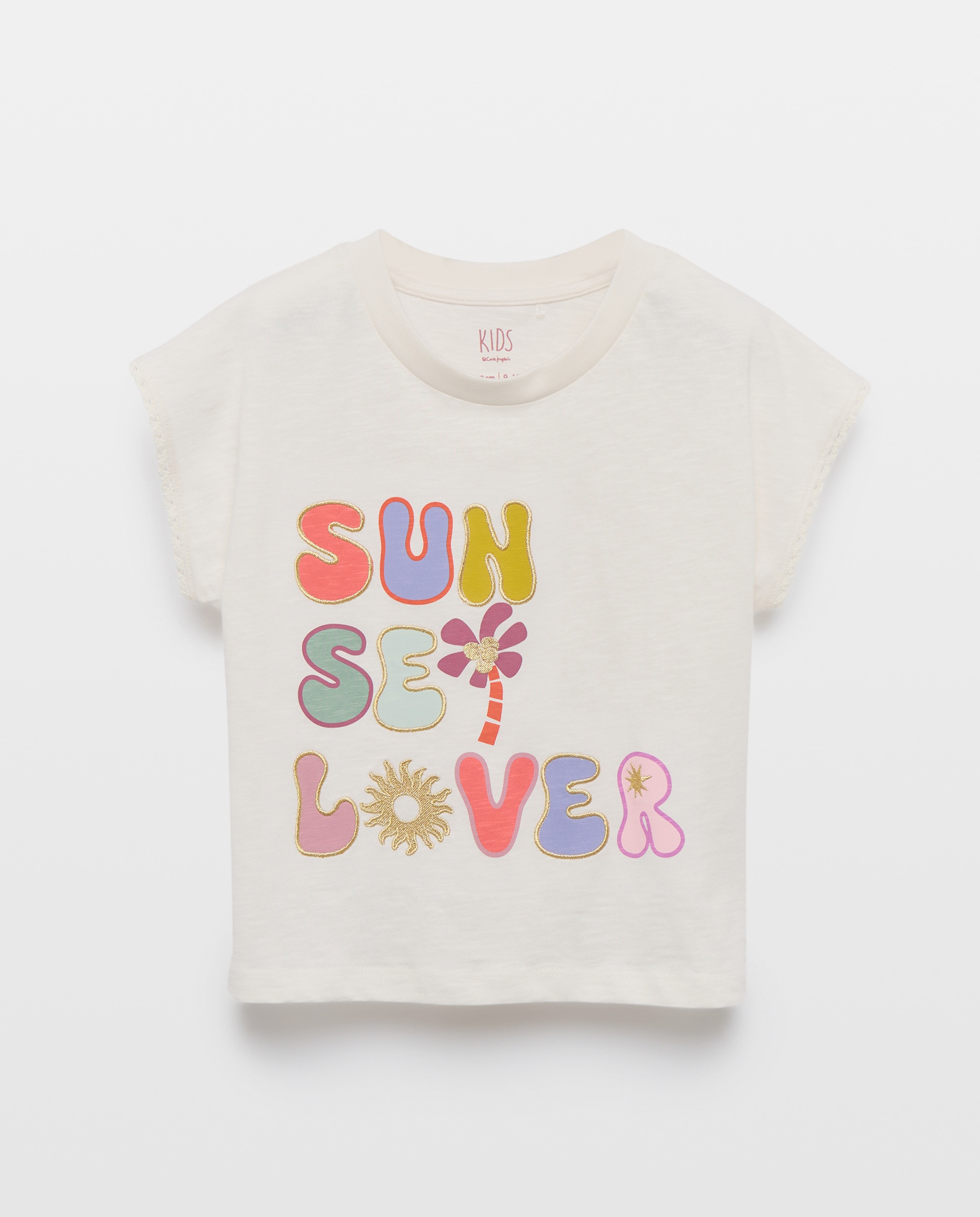 T-shirt com Manga Japonesa e Estampado Branco-1