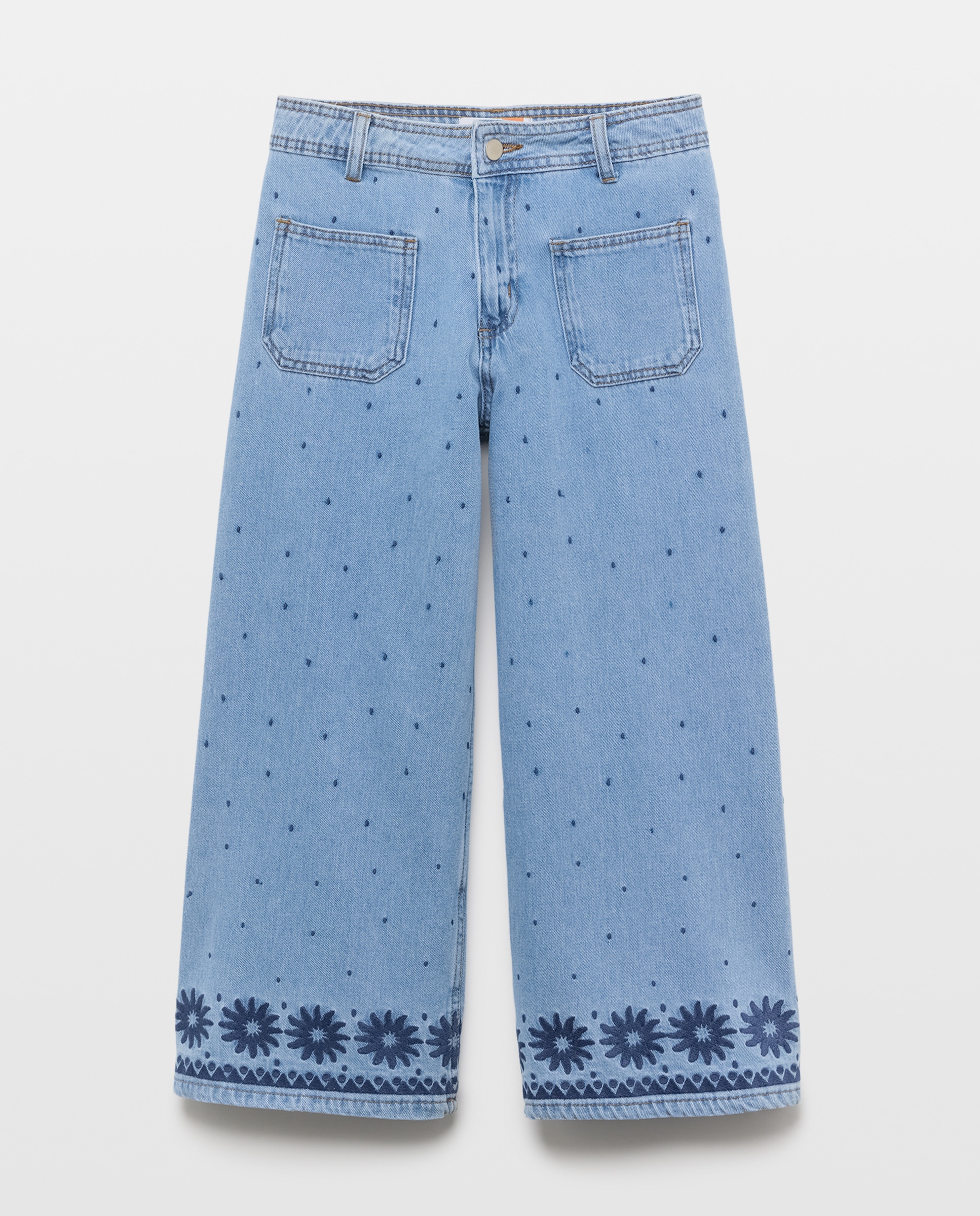 Jeans Culotte com Bordados Kids El Corte Inglés Cinzento-4