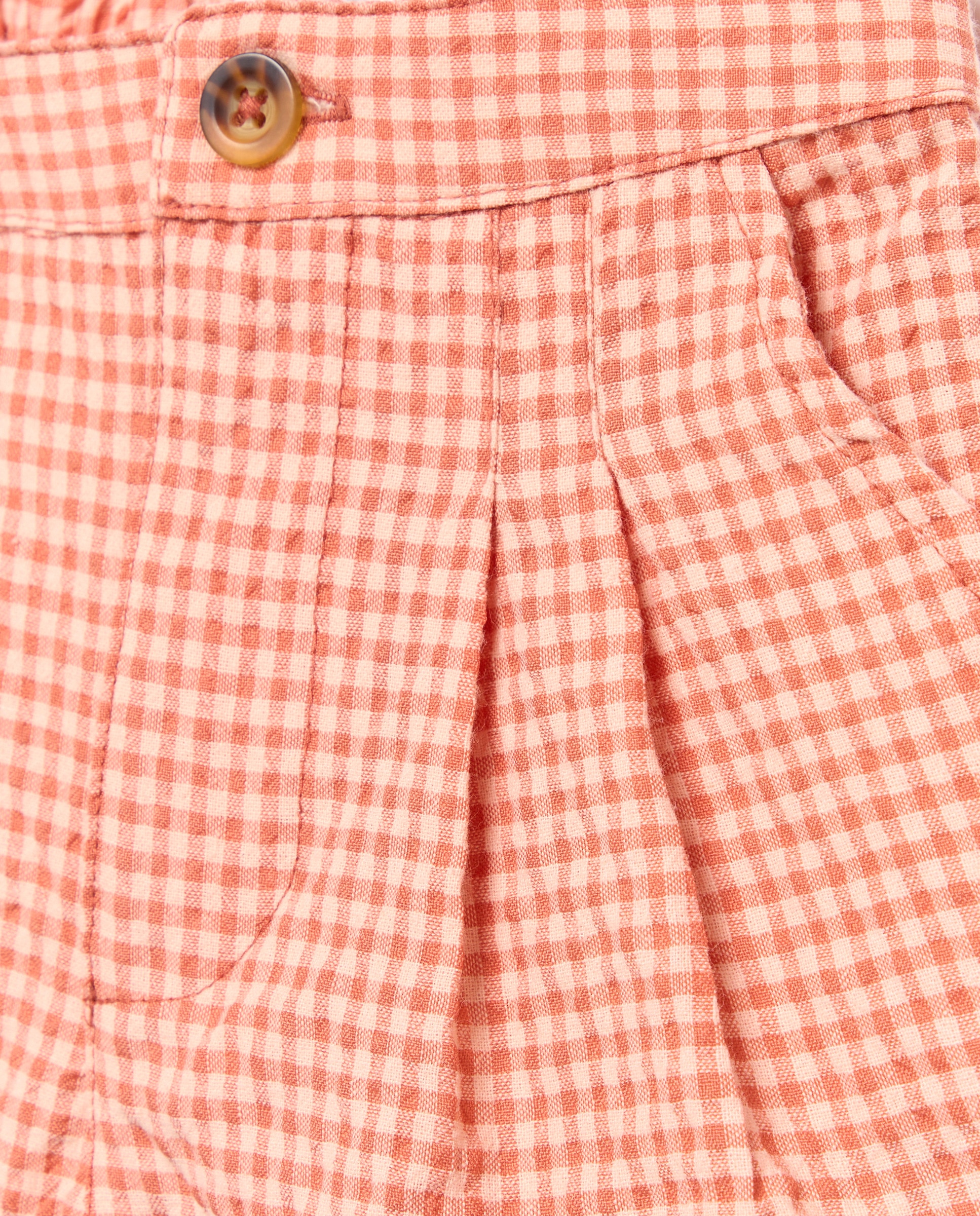 Short bebé niña  cuadros vichy set 630 Coral-3
