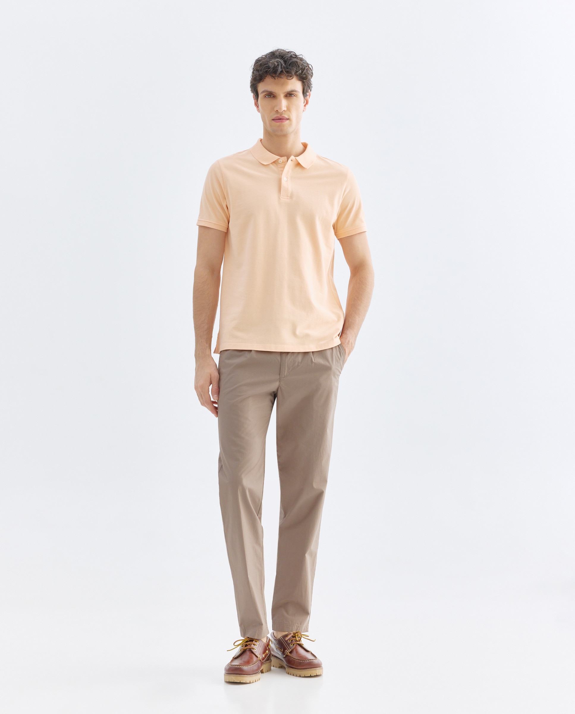 Polo de hombre manga corta pique liso 660 Naranja-2