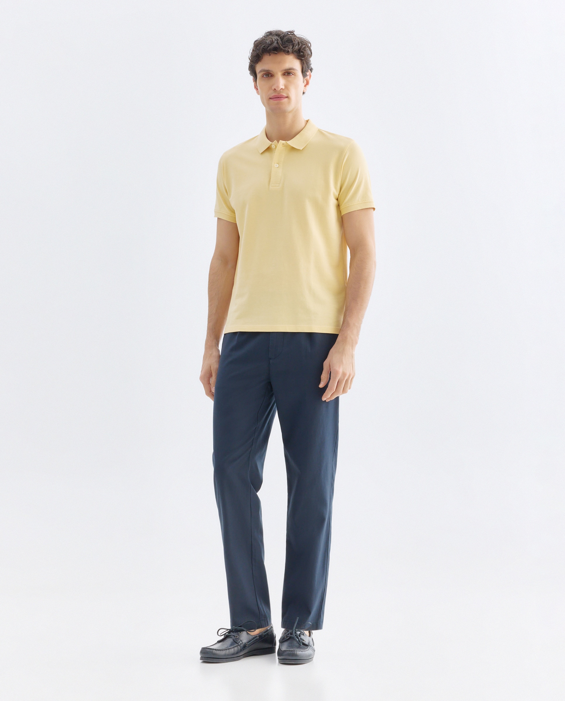 Polo de hombre manga corta pique liso 310 Amarillo claro-2