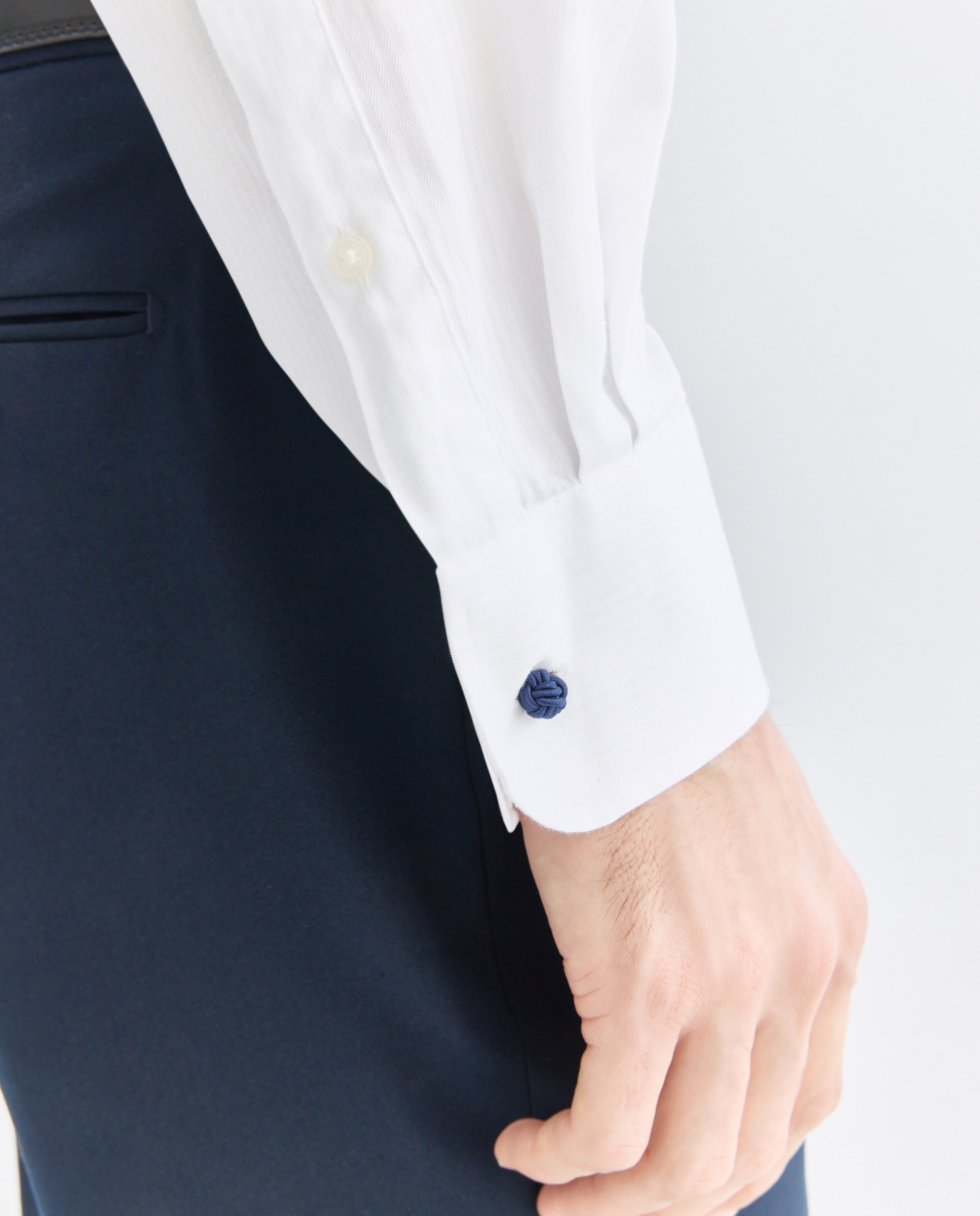 Camisa vestir hombre tejido con estructura puño gemelos regular fit Blanco-4