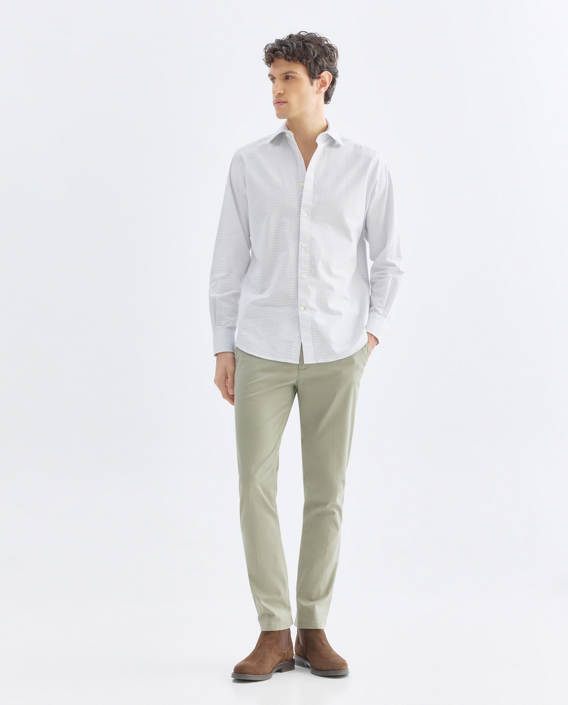 Camisa sport hombre oxford cuadros Azul marino-2