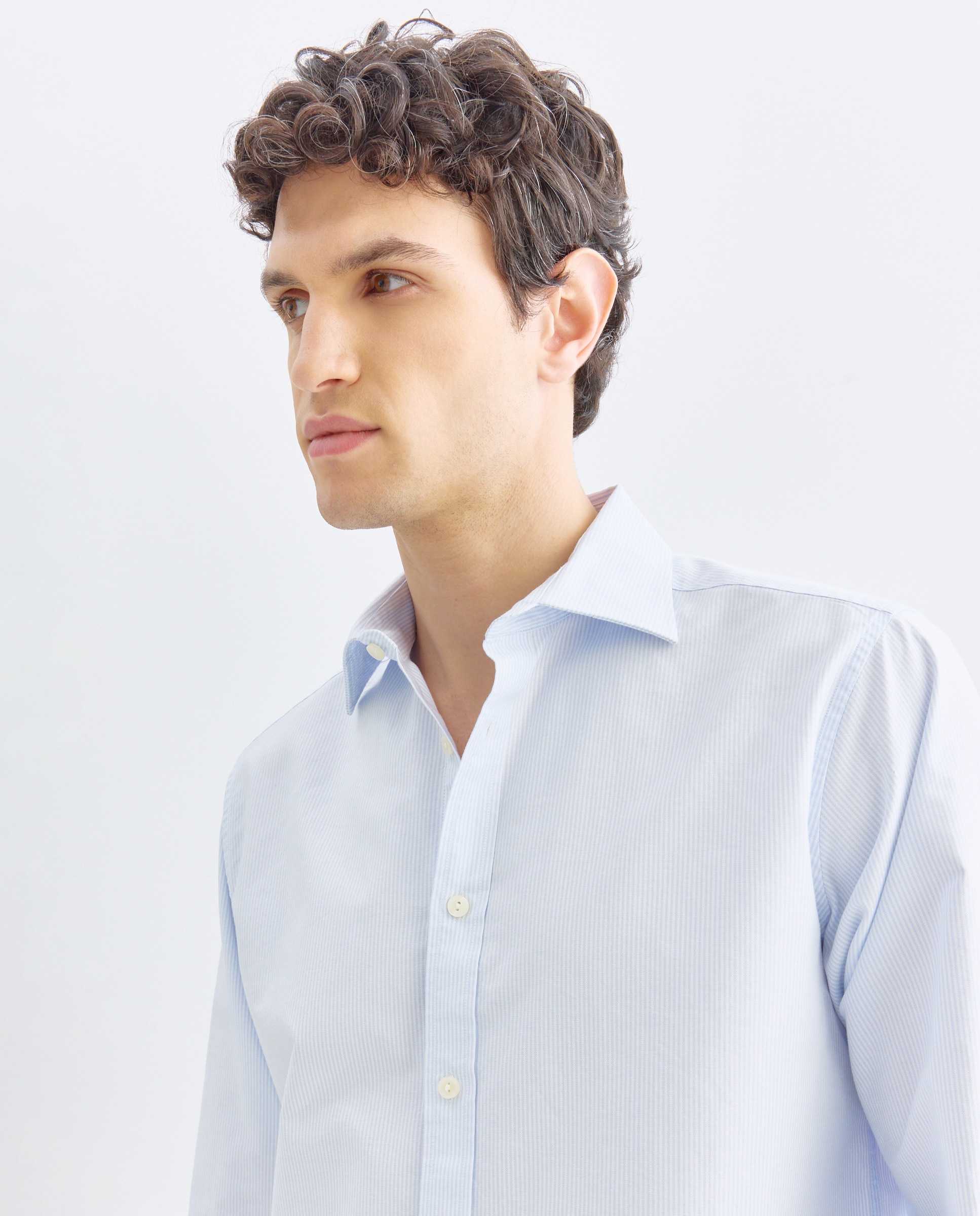 Camisa sport hombre oxford rayas 410 Azul claro-4