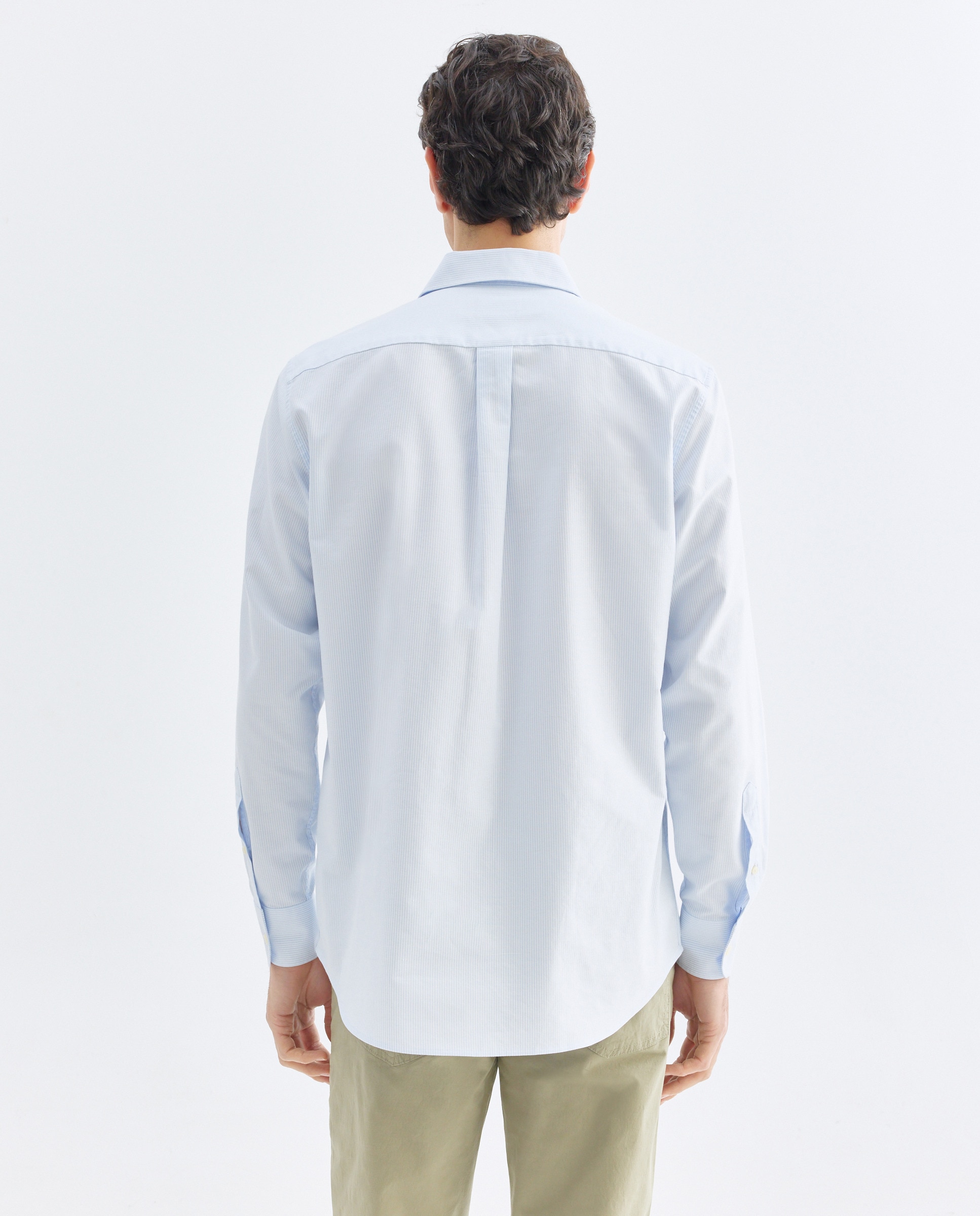 Camisa sport hombre oxford rayas 410 Azul claro-3