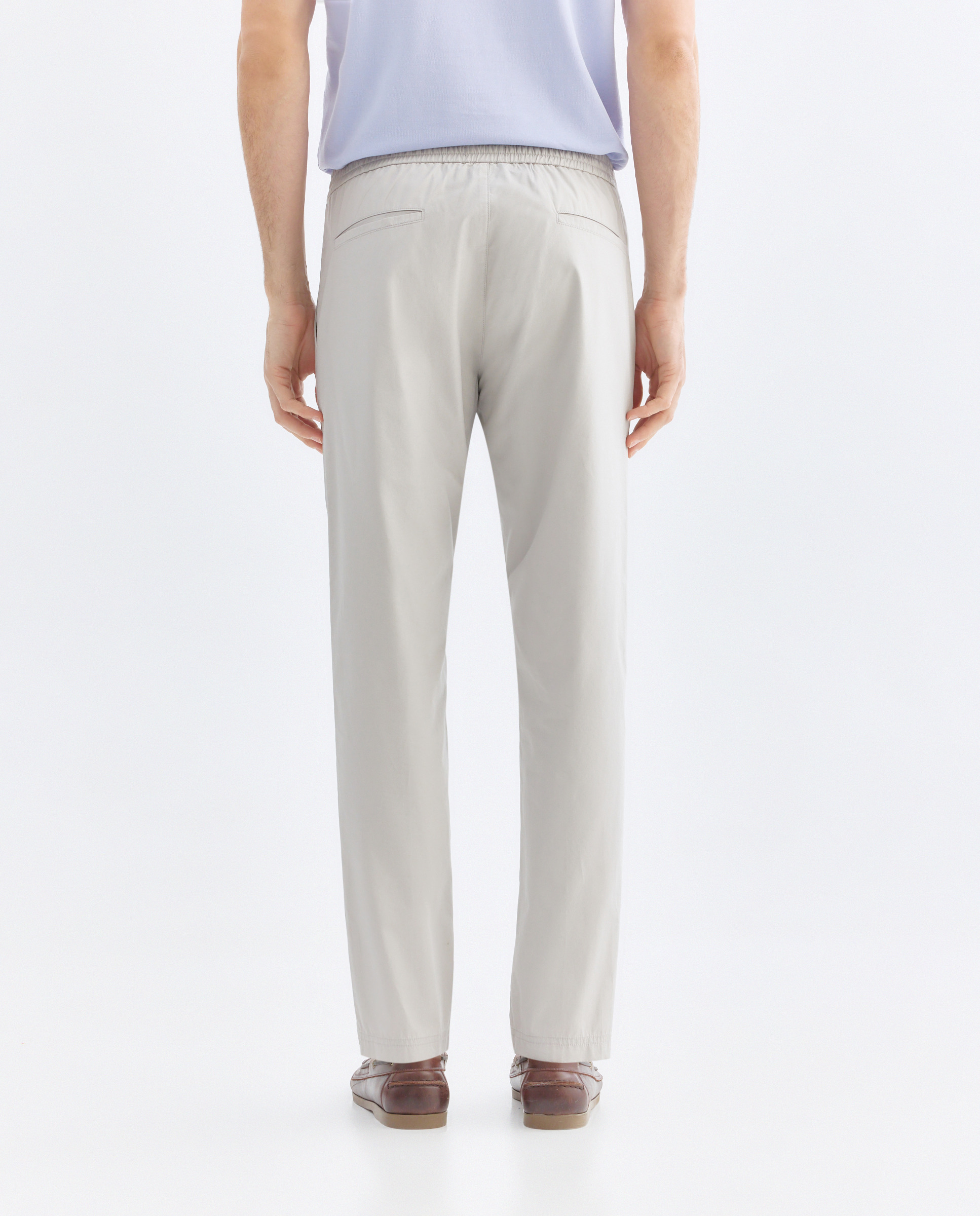 Pantalón hombre chino gomas popelín Gris claro-3