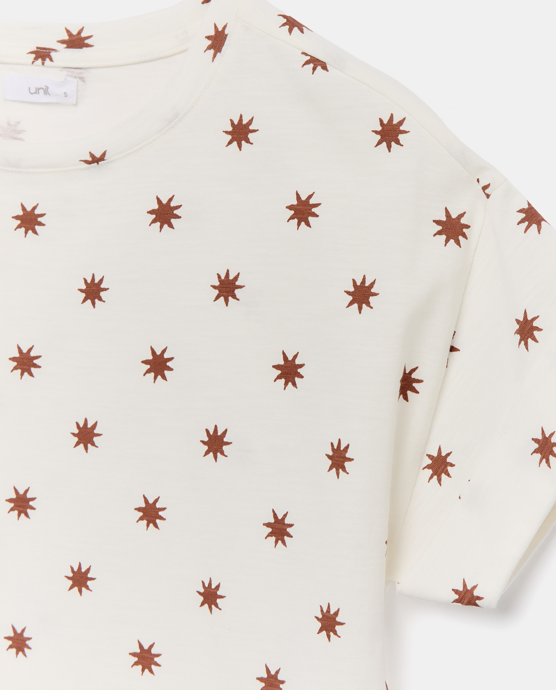 Camiseta estampada de mujer cuello caja Marrón-5