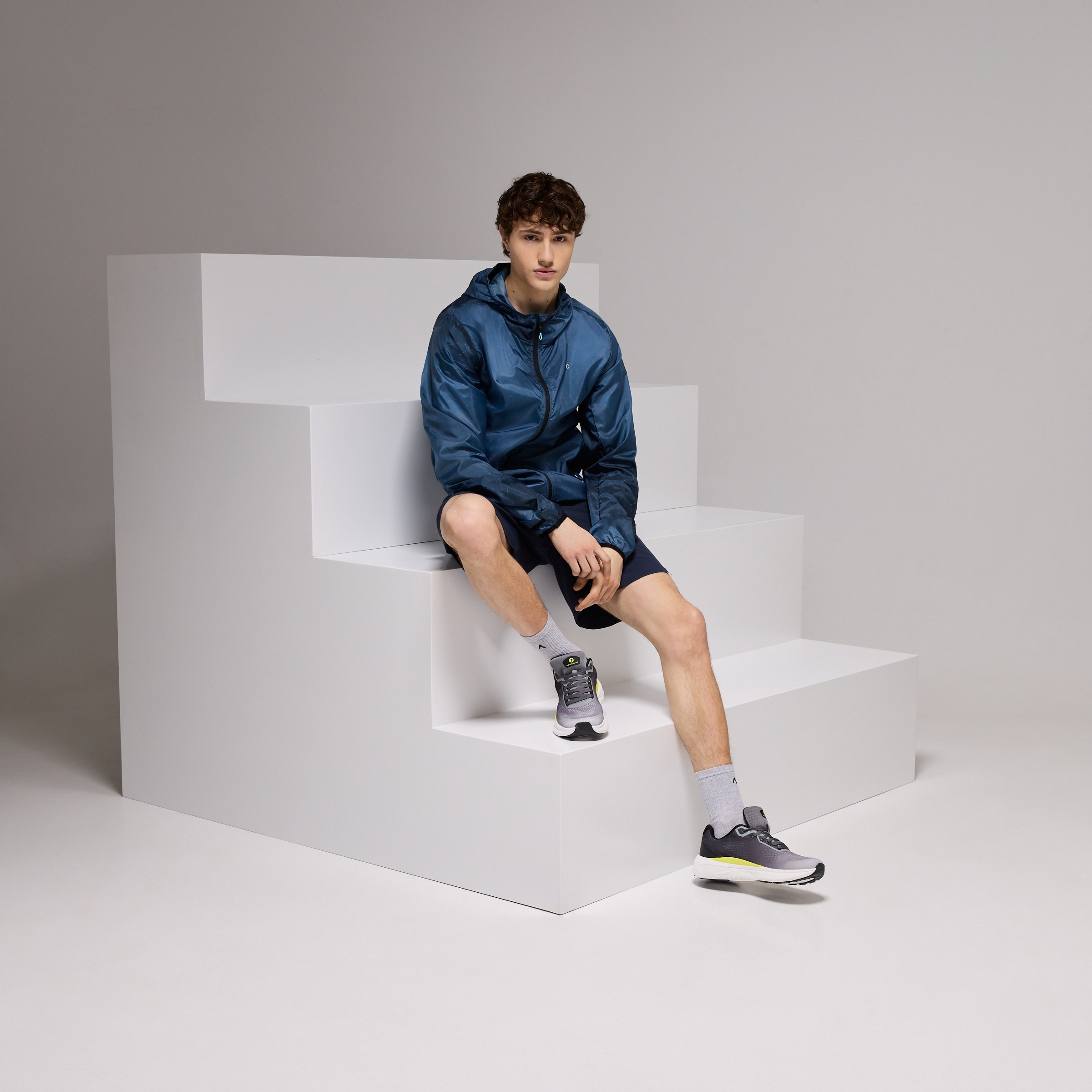 Corta-Vento de Running de Homem Azul-2