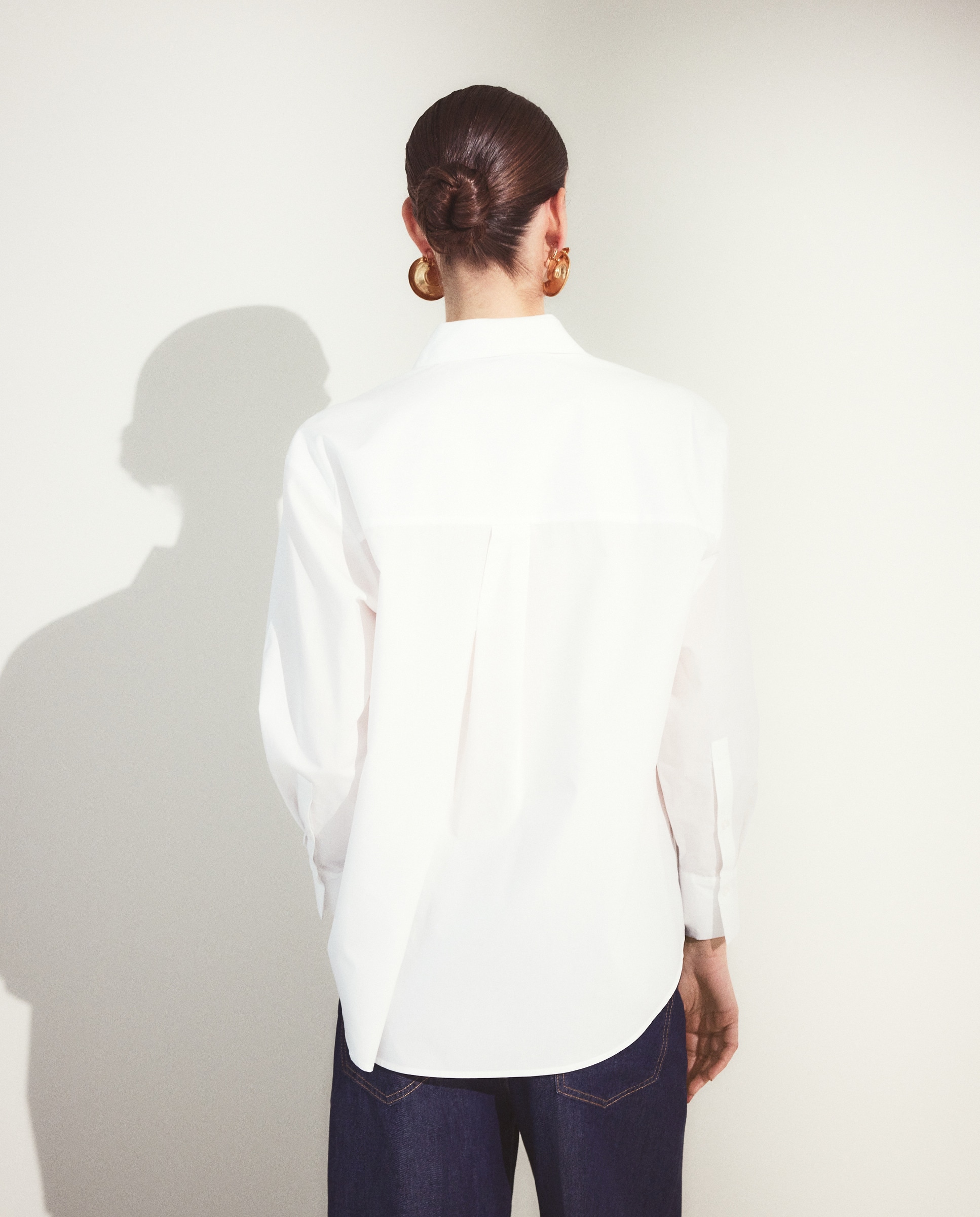 Blusa Oversize de Popelina Branco-3