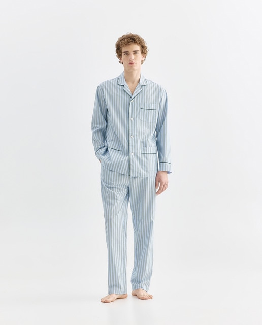 Imagen 0 de Pijama de popelin de hombre tejido rayas