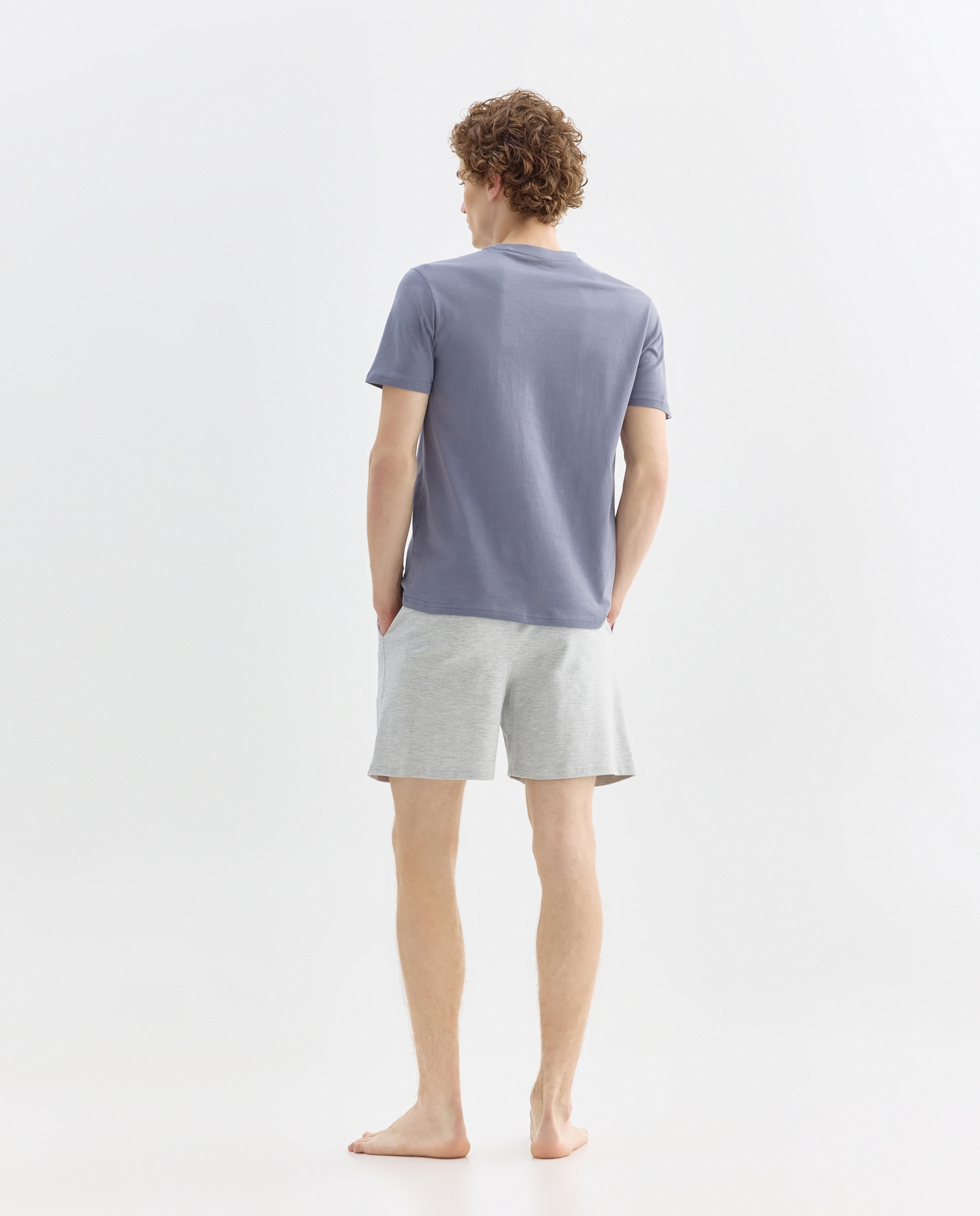 Pijama punto hombre pantalon corto piqué 400 Azul-2