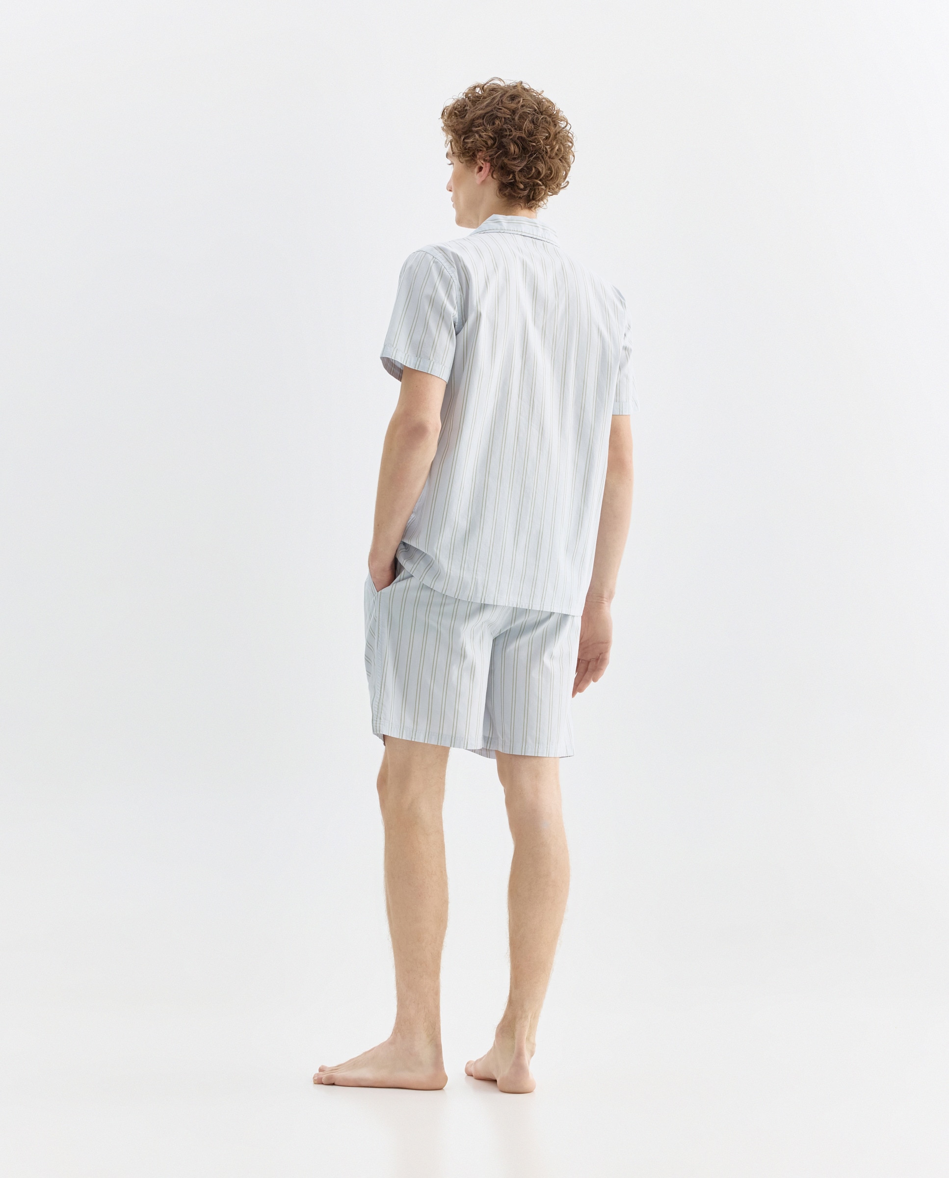 Pijama algodón pantalón corto hombre 400 Azul-2