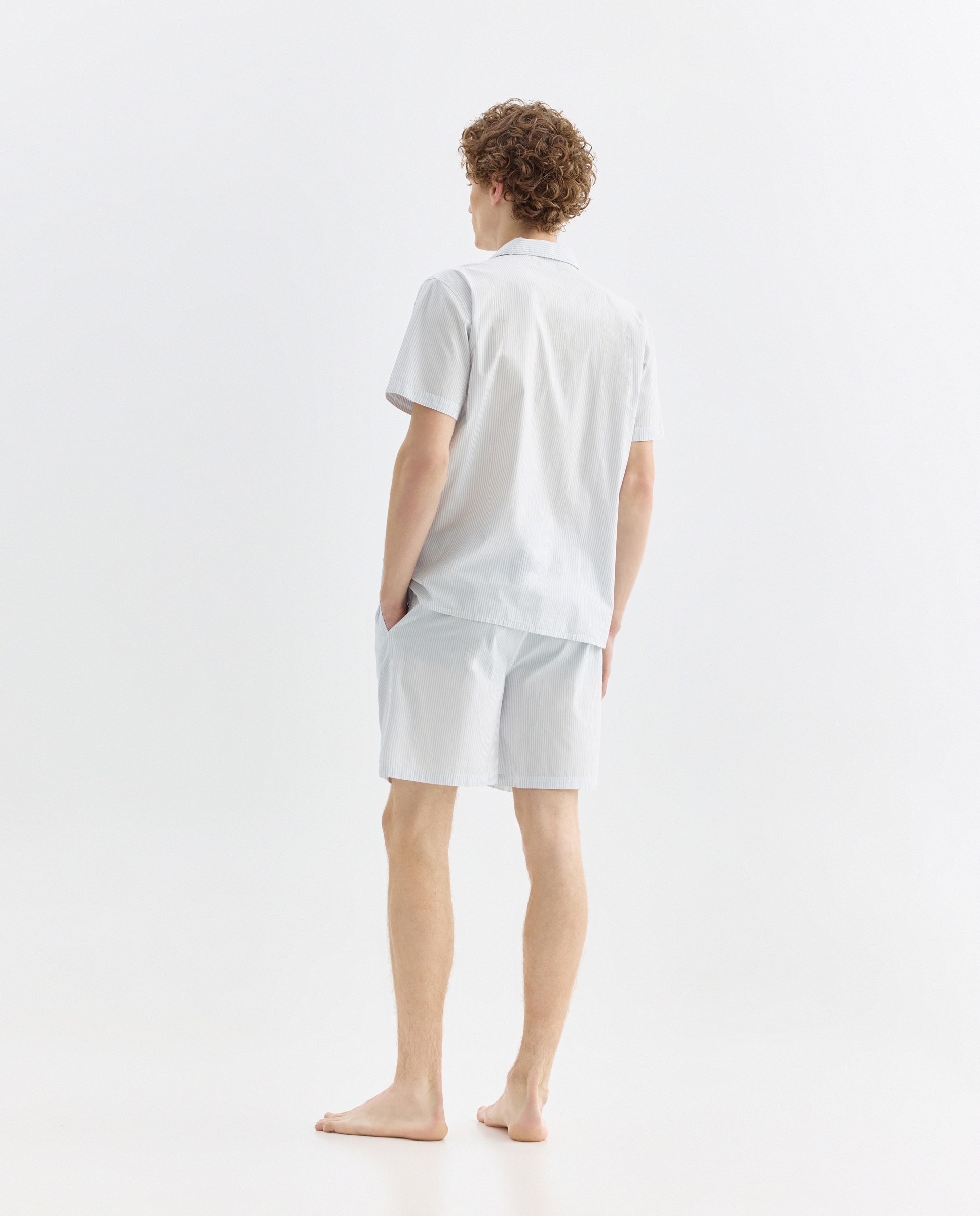 Pijama algodón pantalón corto hombre 400 Azul-2
