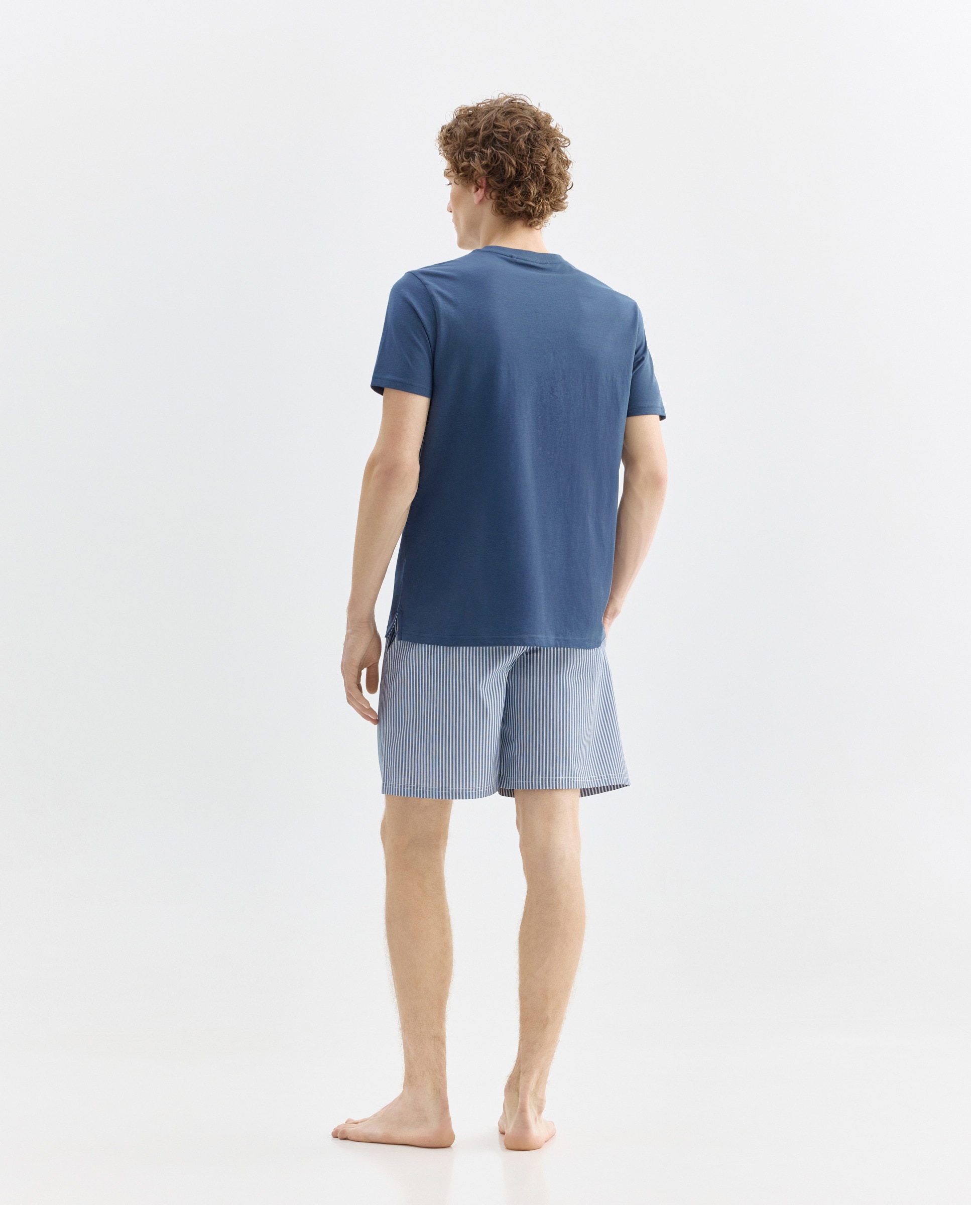 Pijama hombre algodón combinado corto Azul marino-2