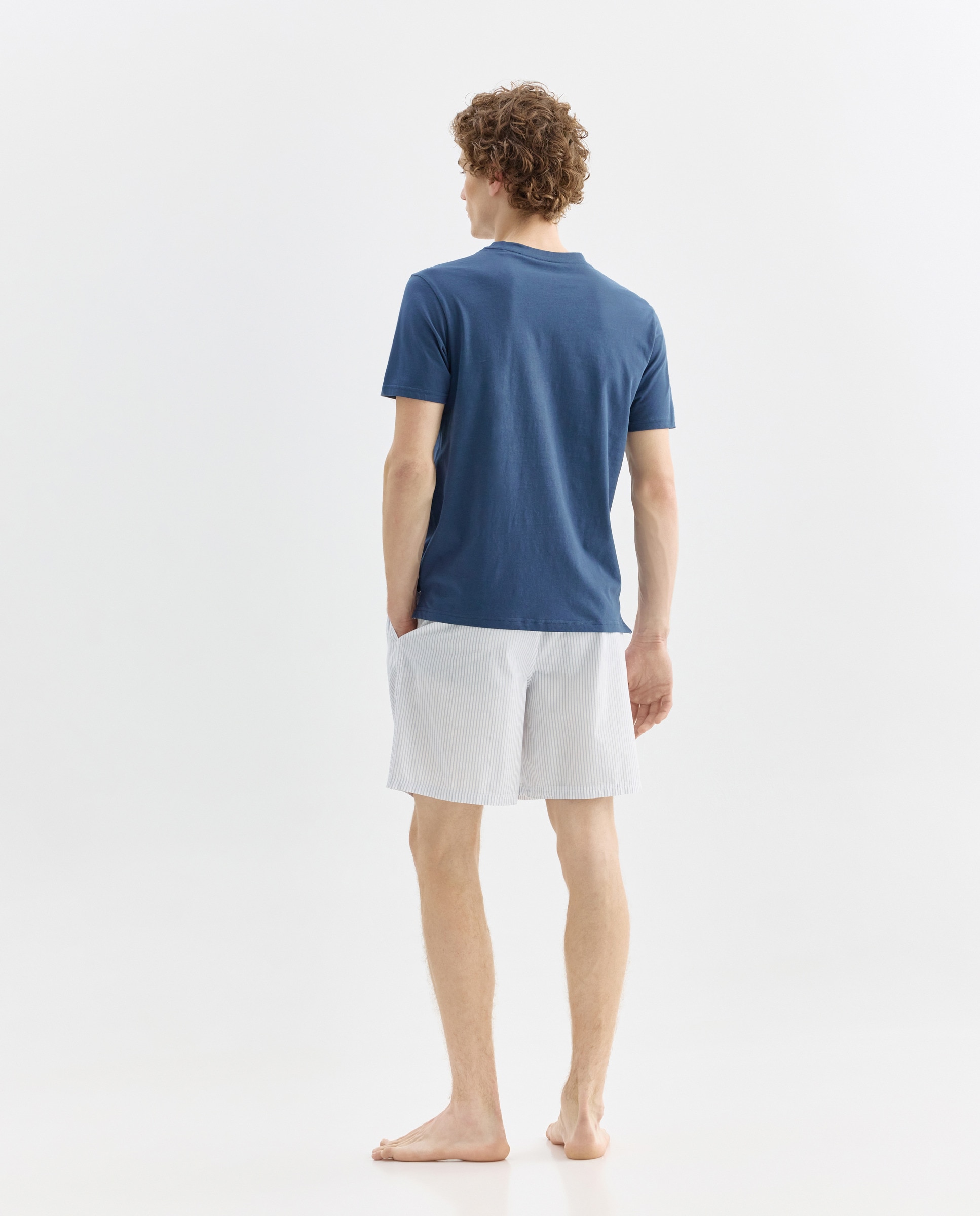 Pijama combinado hombre algodón con bolsa Azul marino-2