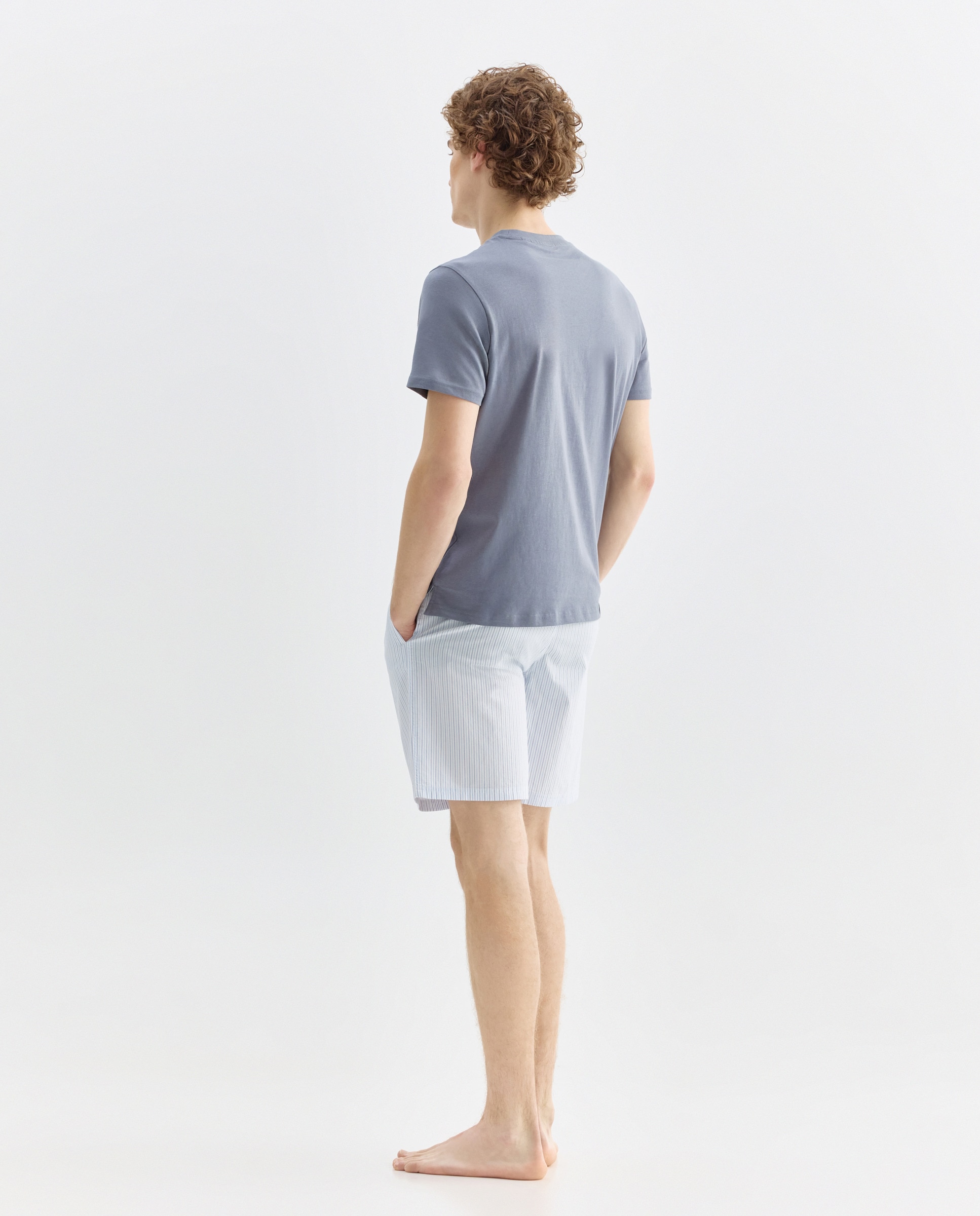 Pijama hombre combinado corto algodón 820 Gris medio-2