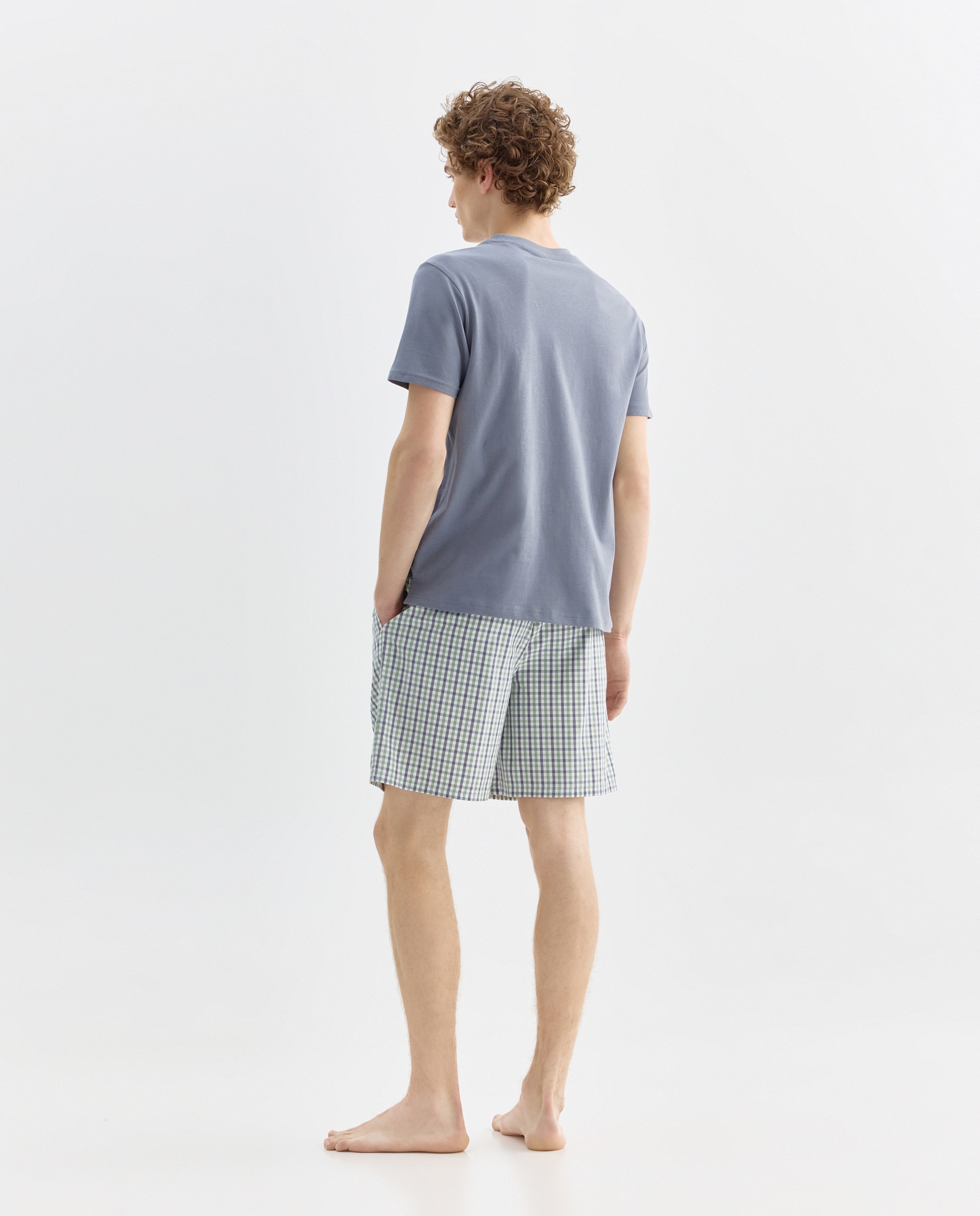Pijama hombre combinado corto algodón Verde-2
