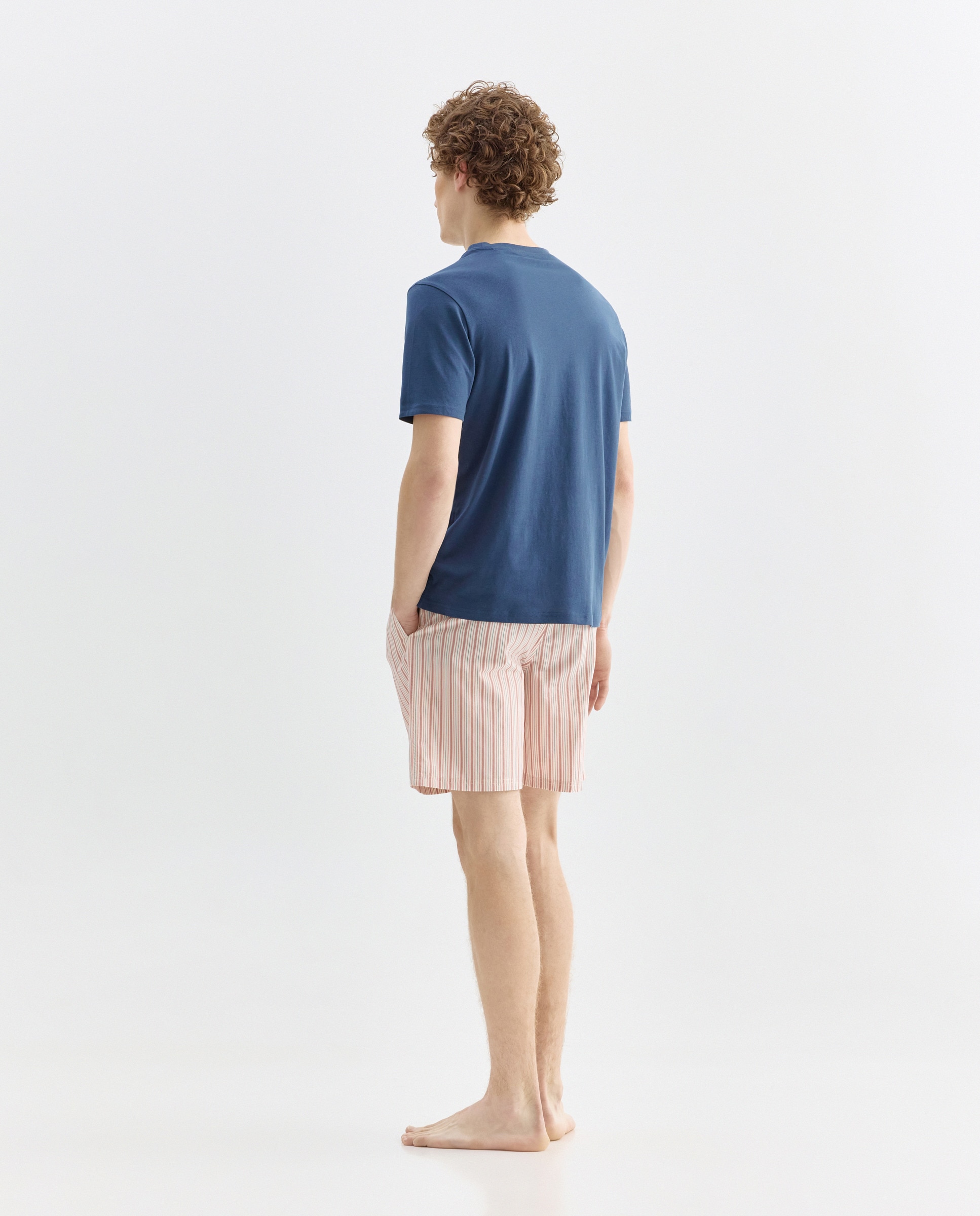 Pijama hombre combinado corto algodón Azul marino-2