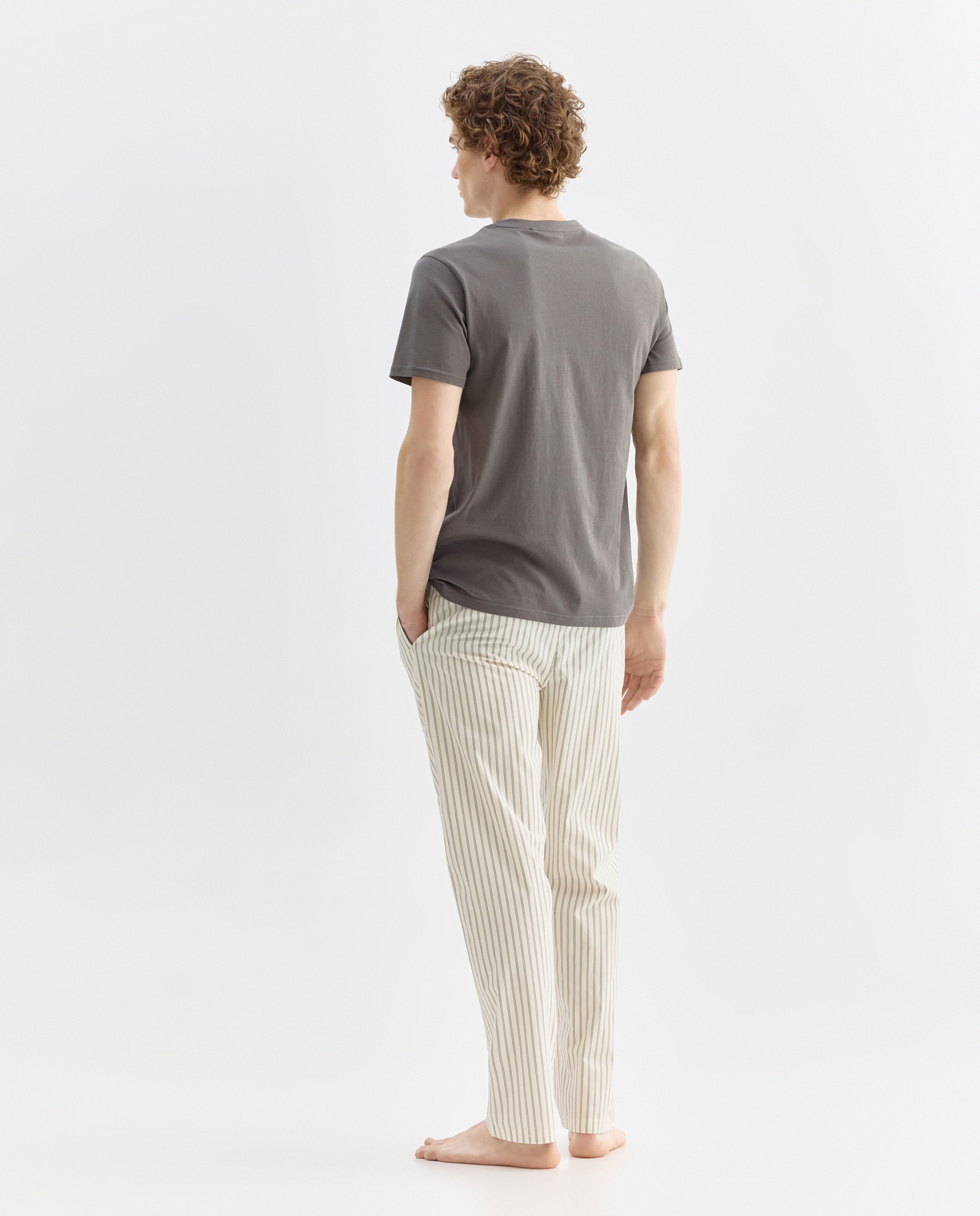 Pijama hombre combinado camiseta y  pantalón largo algodón 830 Antracita-2