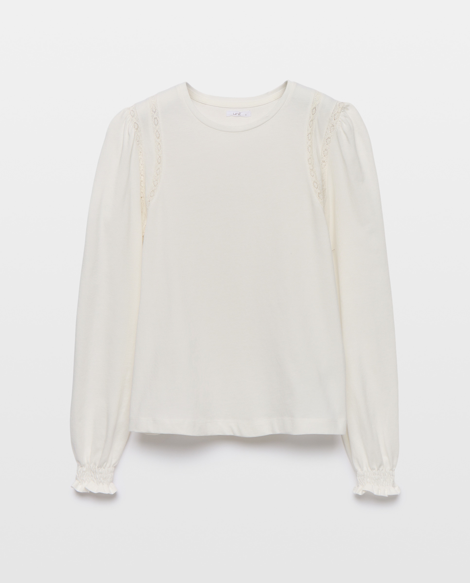 Camiseta de mujer cuello caja con detalles 120 Crudo-4