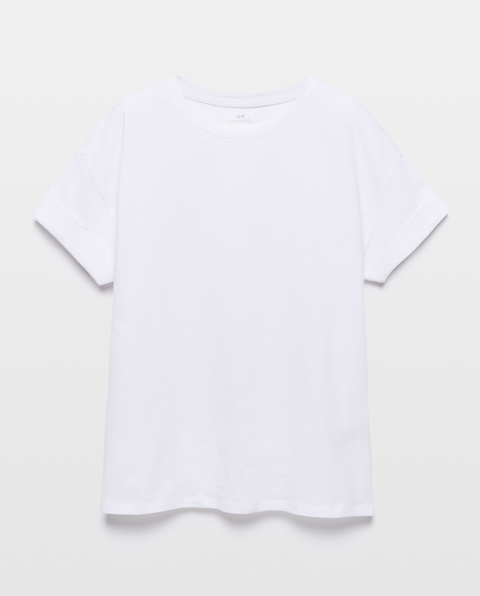 Camiseta básica de mujer cuello caja Blanco-4