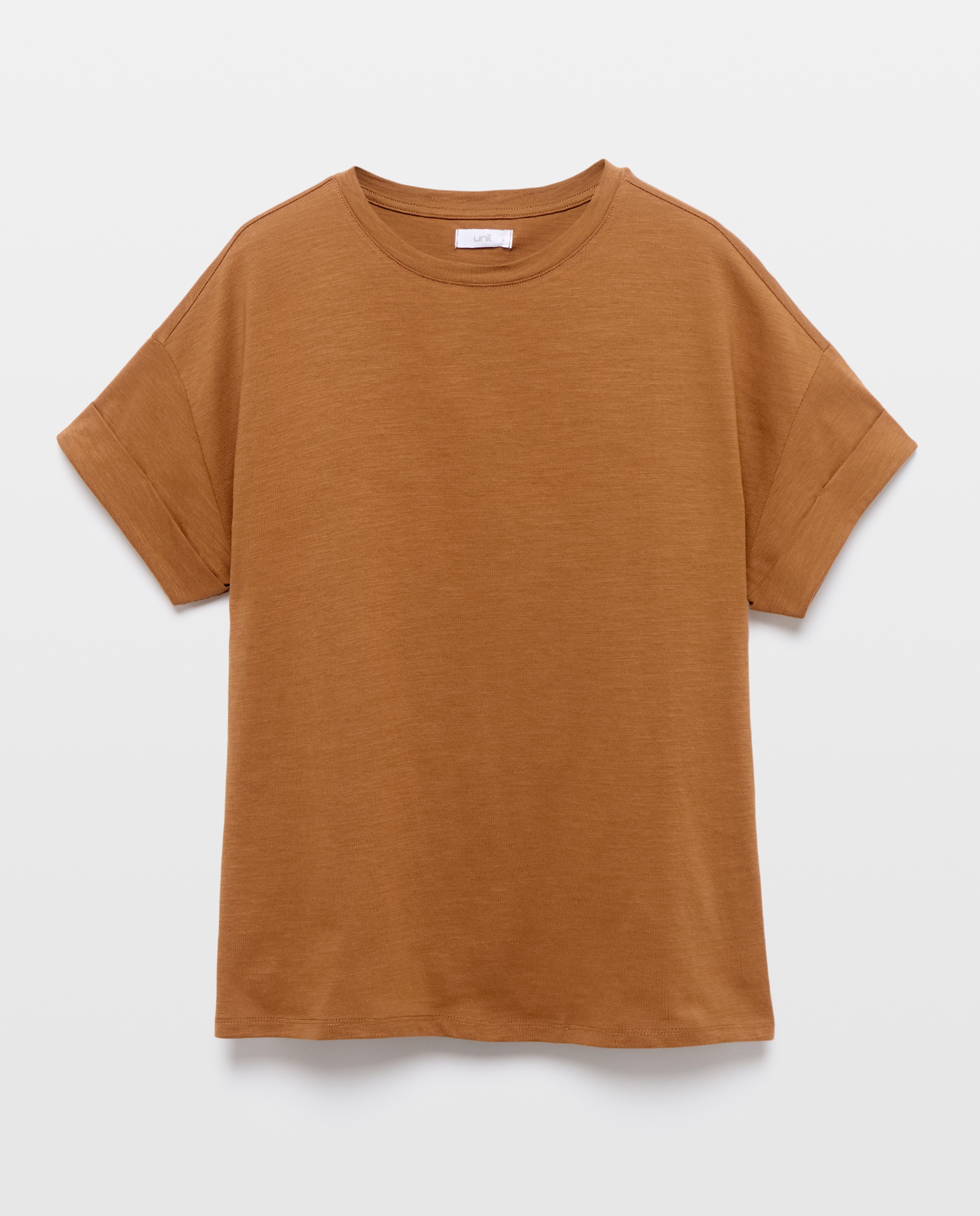 Camiseta básica de mujer cuello caja 740 Tabaco-4