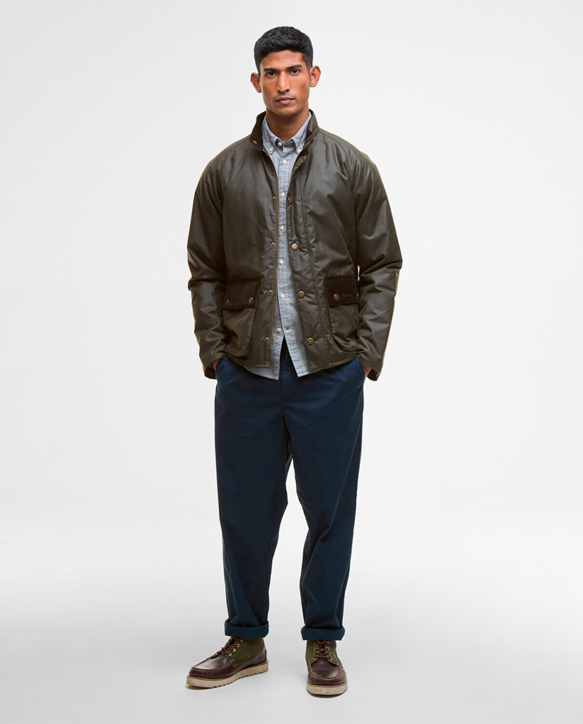 Chaqueta de hombre encerada con cuello alto - Barbour - Verde · El