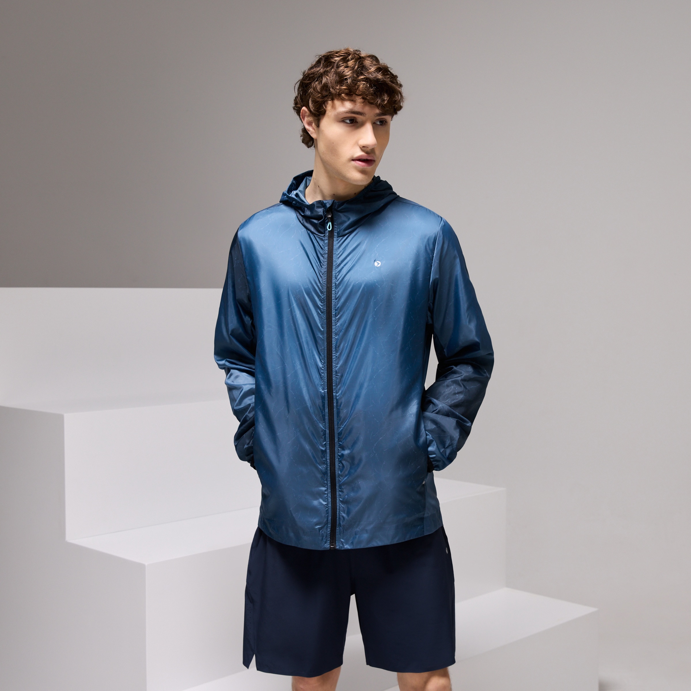 Corta-Vento de Running de Homem Azul-1