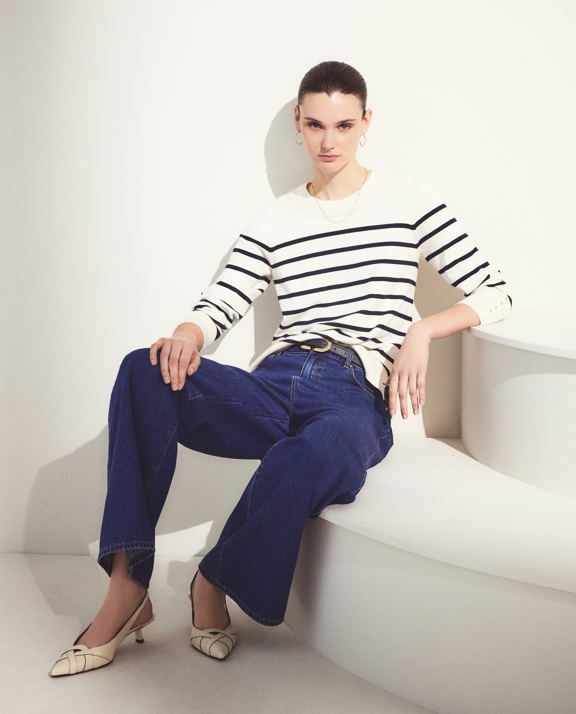 Camisola de Malha de Viscose com Estampado Branco-2