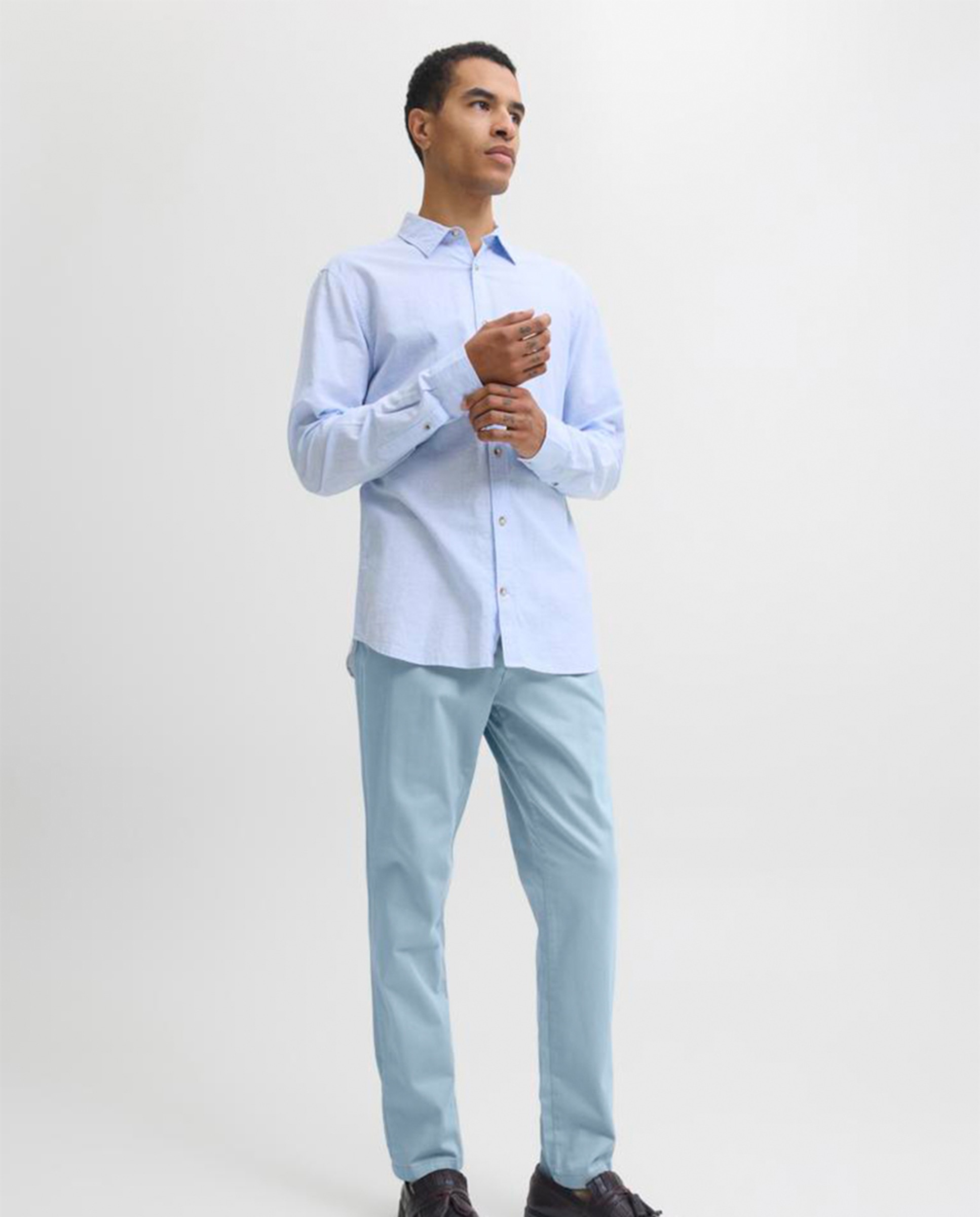 Calças chino de homem slim Azul-claro-8