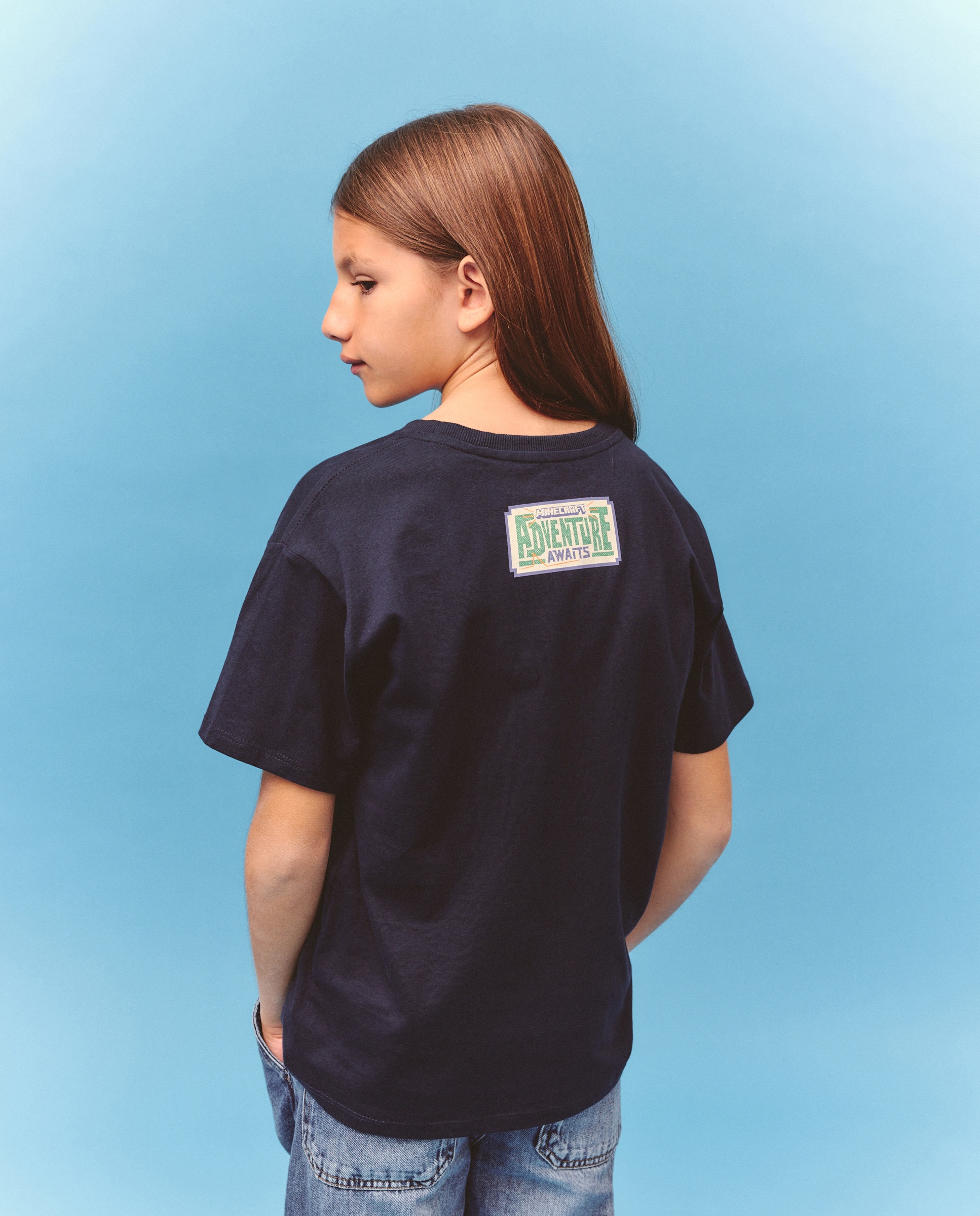 T-shirt de Manga Curta com Estampado Minecraft Azul-marinho-3