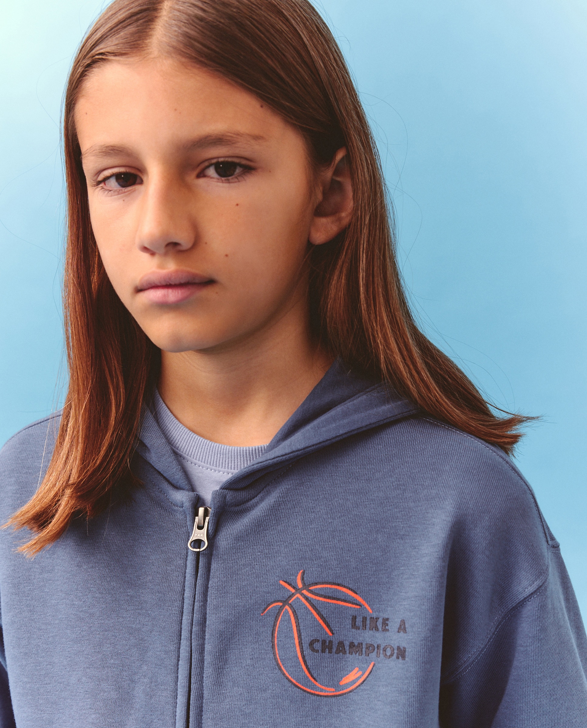 Sweatshirt Aberta com Capuz Azul-3