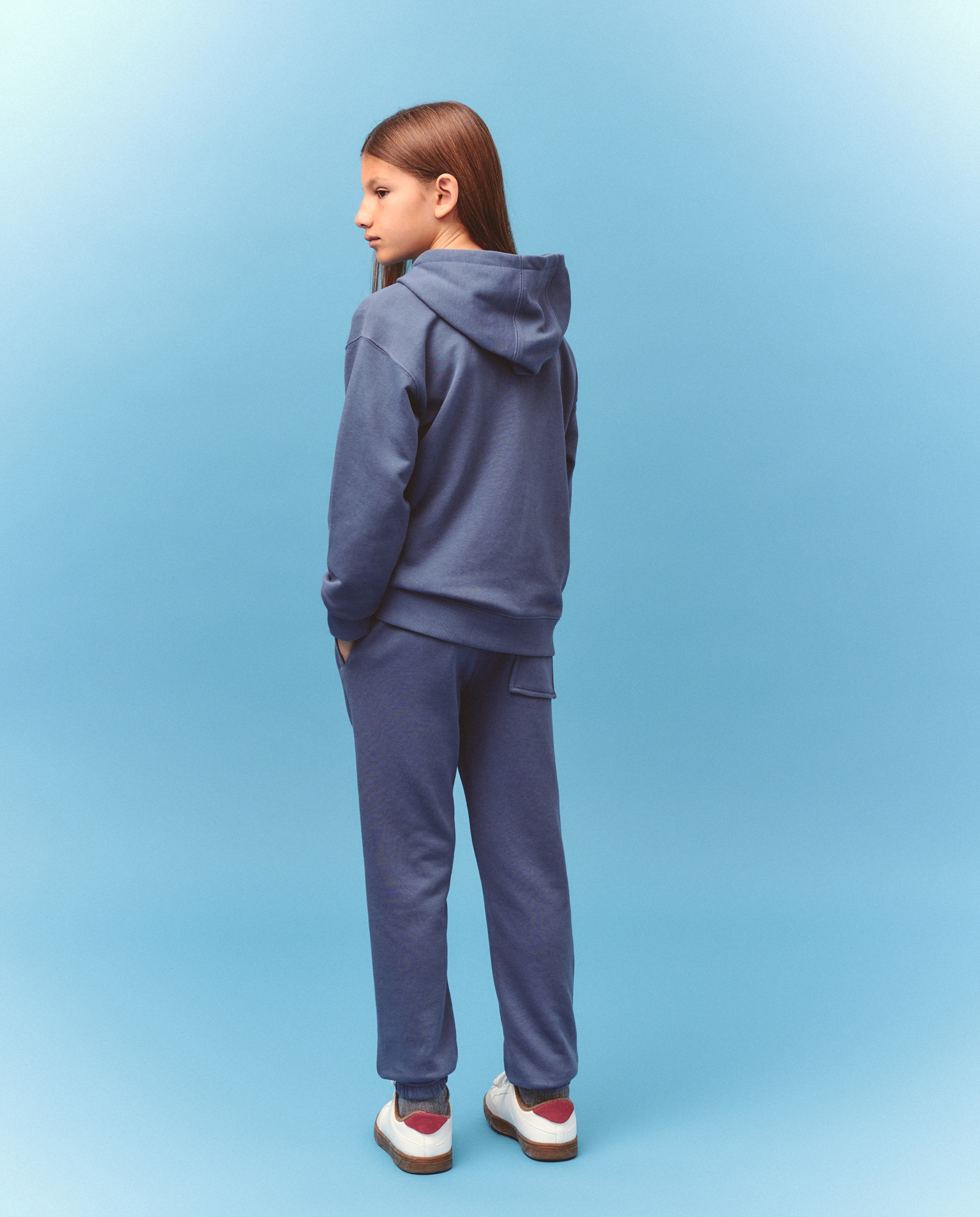 Sweatshirt Aberta com Capuz Azul-4