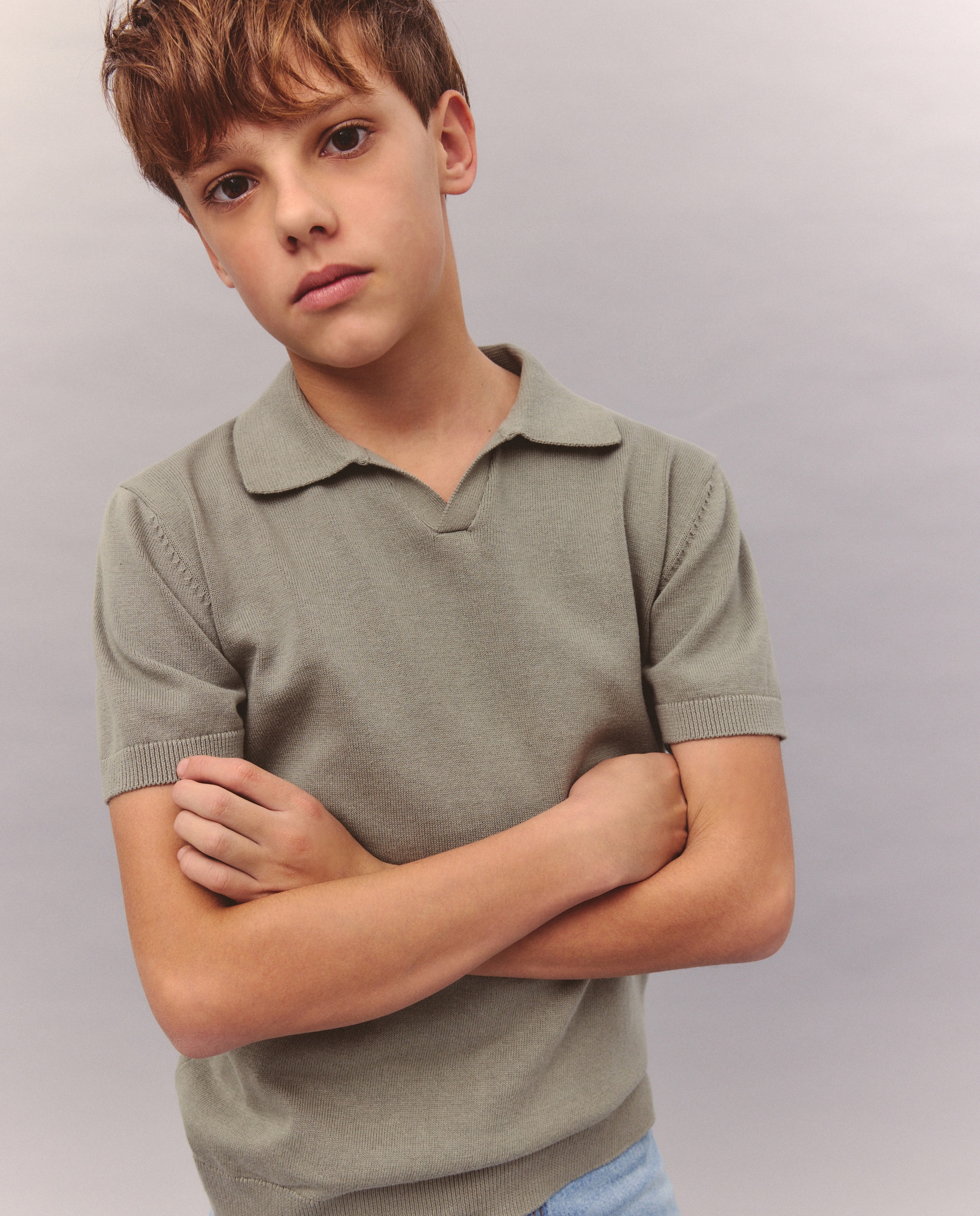 Polo de Tricot com Manga Curta 520 Caqui-3